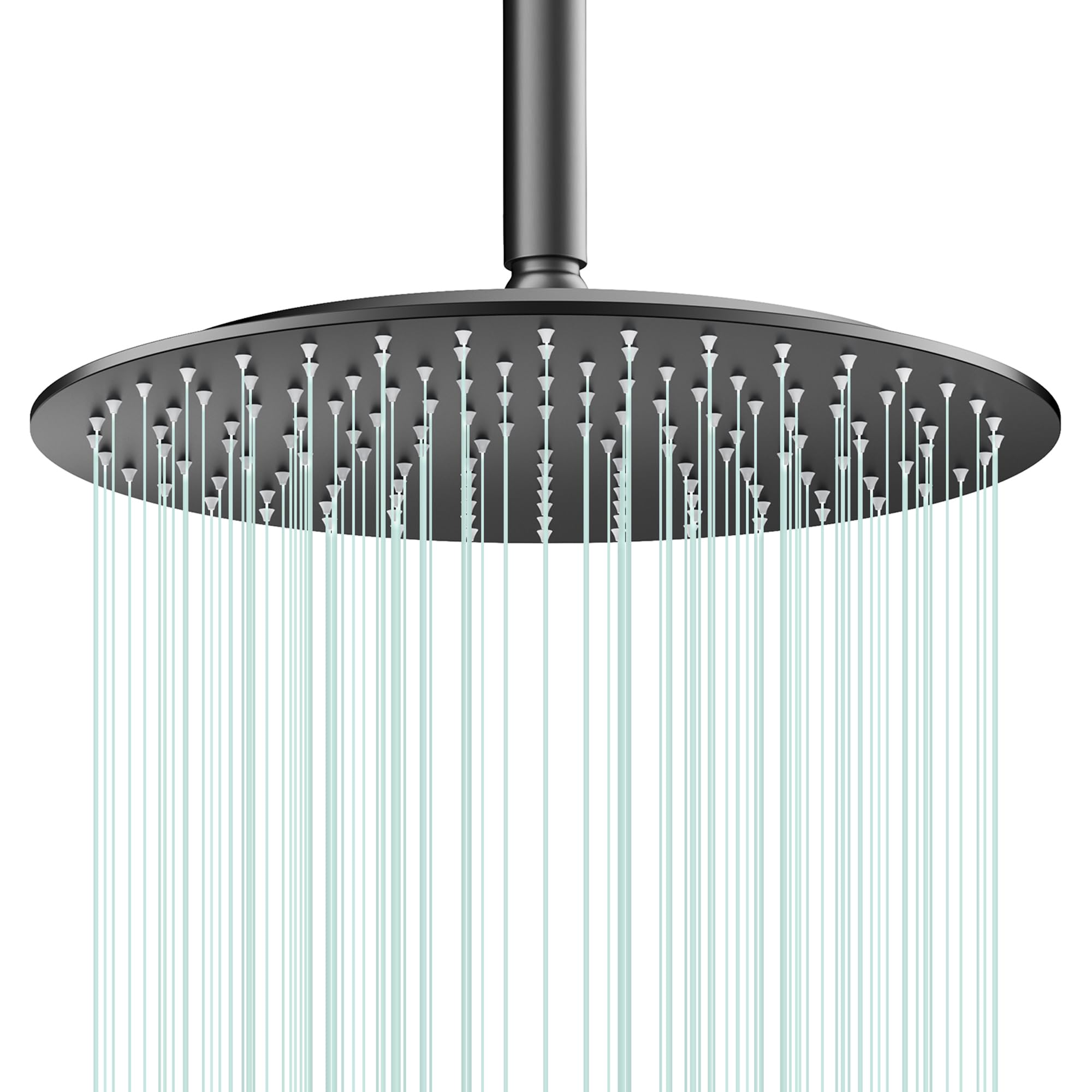AULEEND Rain Shower Head, Work with Any Decorative Style,All Metal Rainfall Shower Head (Matte Black, 12 Inch)