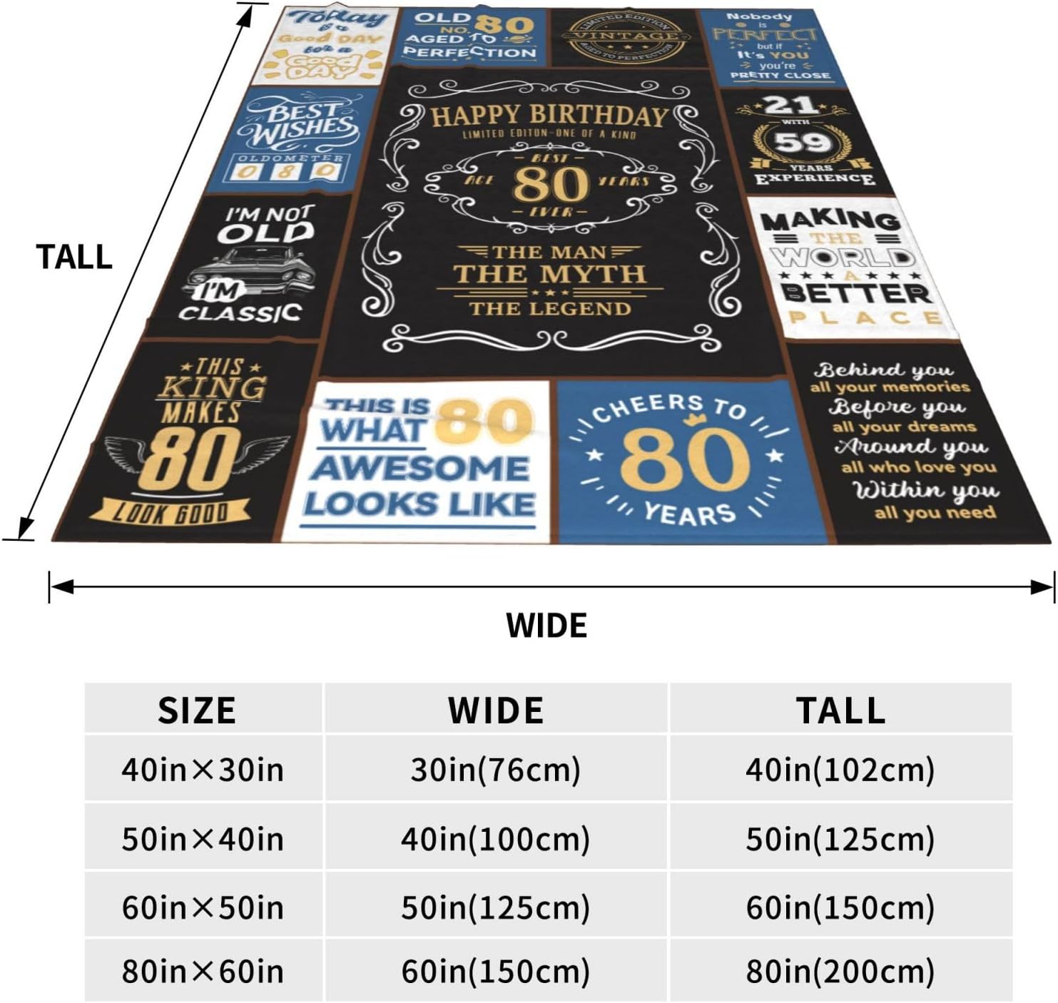 80th Birthday Gifts for Men, 1946 80 Year Old Blanket 50"x60", Retirement Christmas Fathers Day Birthday Gifts for Him Dad Papa Grandpa Husband Uncle - Image 5
