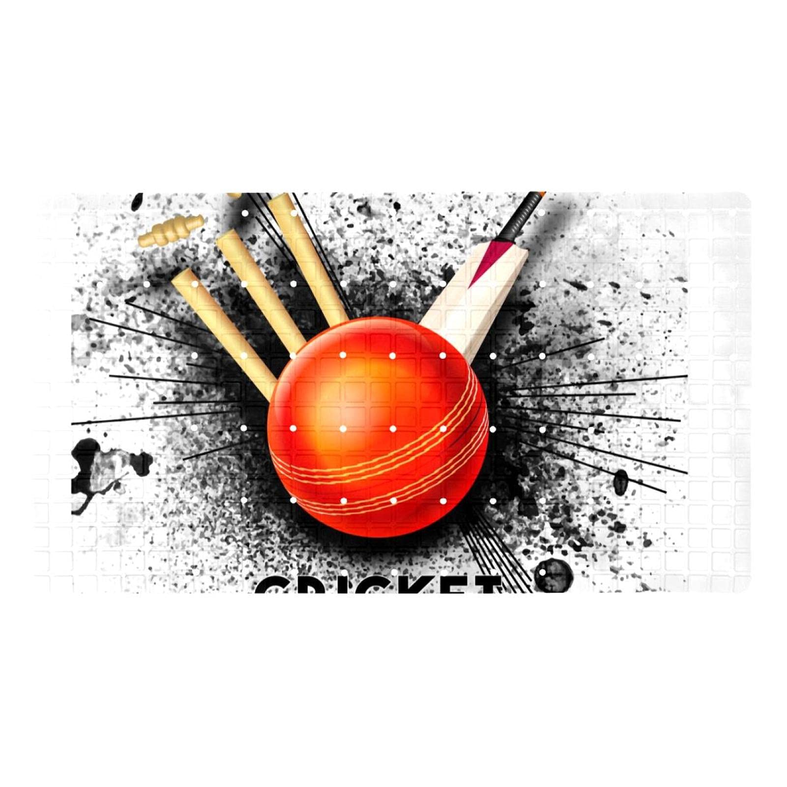 Bath Tub Shower Mat Non-Slip Cricket Hitting Wicket Stumps With Bat Black Splash Background Bathtub Mats with Suction Cups and Drain Holes Bathroom Soft Showermat 15.7"x27.9"