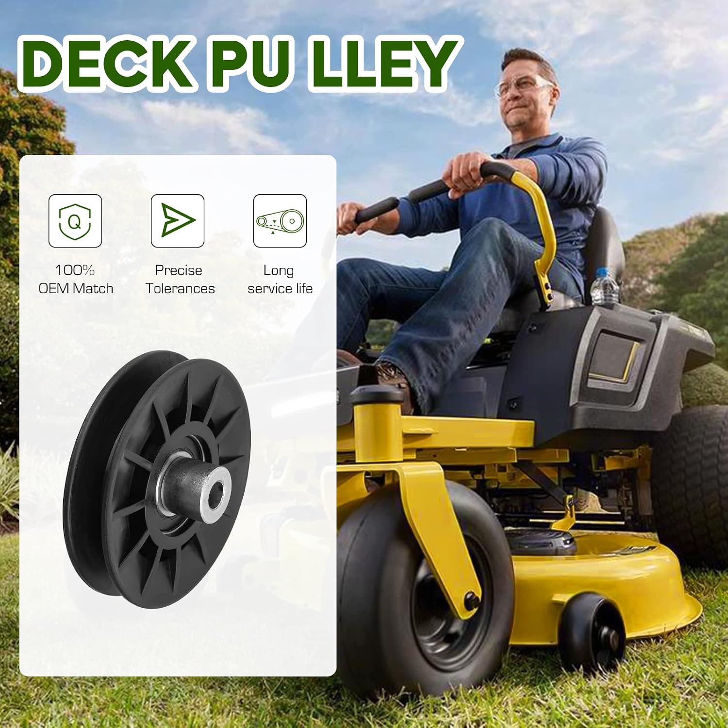 V-Idler Pulley for Craftsman Mower Drive V-Groove Idler Pulley for Husqvarna Craftsman AYP YT3000 YET4000 4500 GT6000 YTH21K46 Lawn Mower with 42" 54" Deck, Replace 532194326 1 Pack