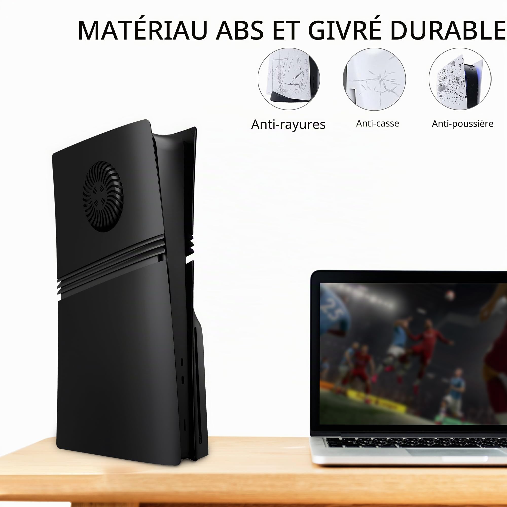 DOBEWINGDELOU Faceplate pour P5 Pro Disc Edition avec ouverture de refroidissement et filtre à poussière, couvercle de console de rechange Noir