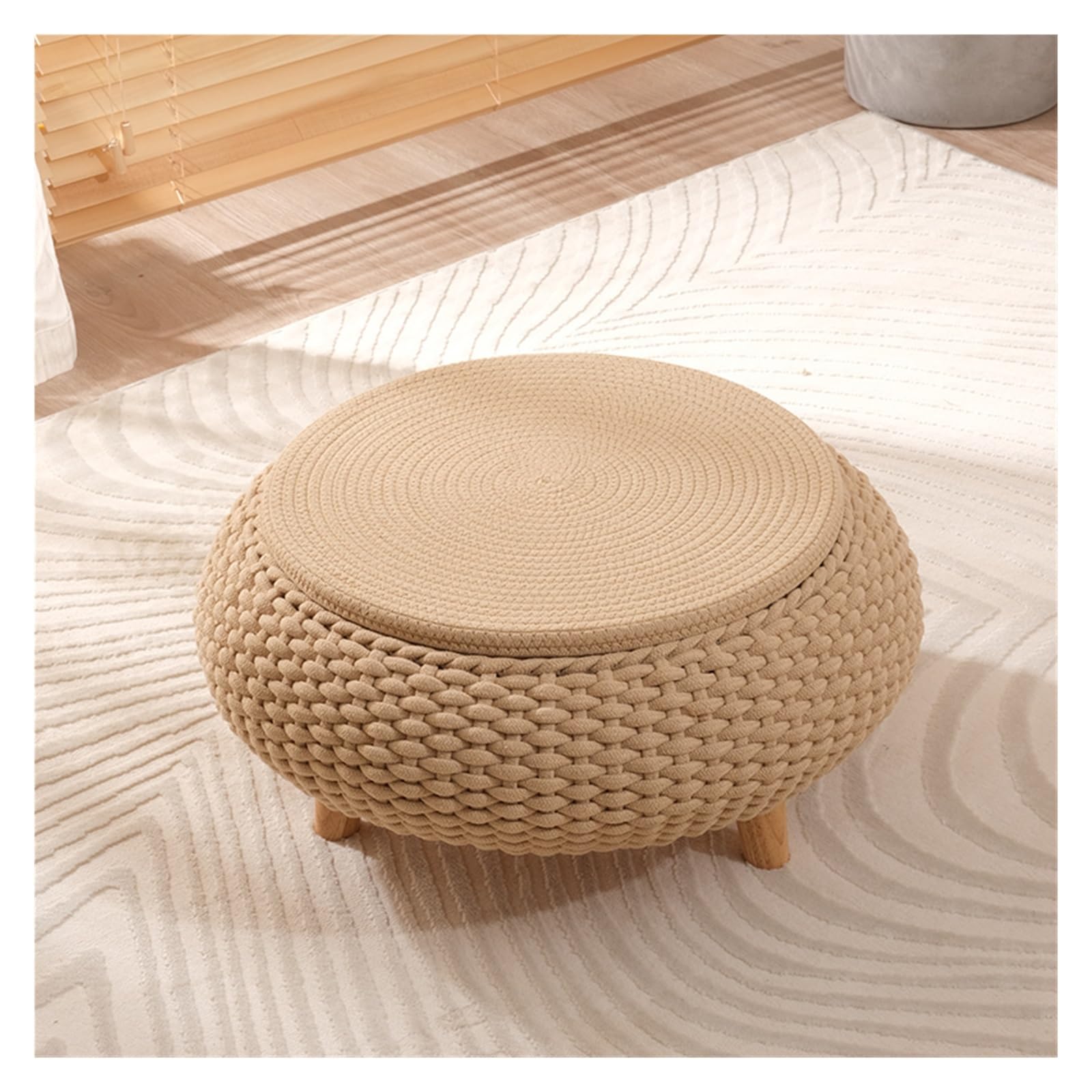 Tavolo da terra, Davanzale della finestra Tatami tavolino da caffè Semplice pavimento tavolo rotondo Tatami mobile tavolo basso Mobili soggiorno Tavolino basso da caffè(Cream,Grande)