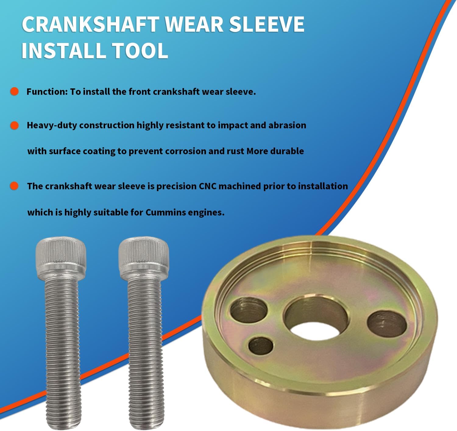 5046 Crankshaft Wear Sleeve Install Tool & 1338 Front Cover Crankshaft Seal Installation Tool Compatible with 1989-2016 Dodge Cummins 3.9L 5.9L 6.7L Diesel Engines