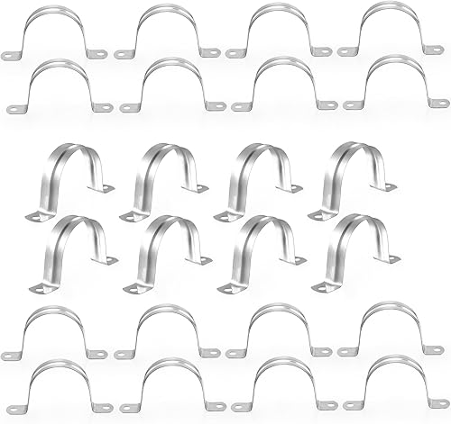 24 abrazaderas de conducto de acero inoxidable 304 de 2 pulgadas (1.969 in), abrazadera de tubo en U, abrazadera de tubo de 2 agujeros, soporte en
