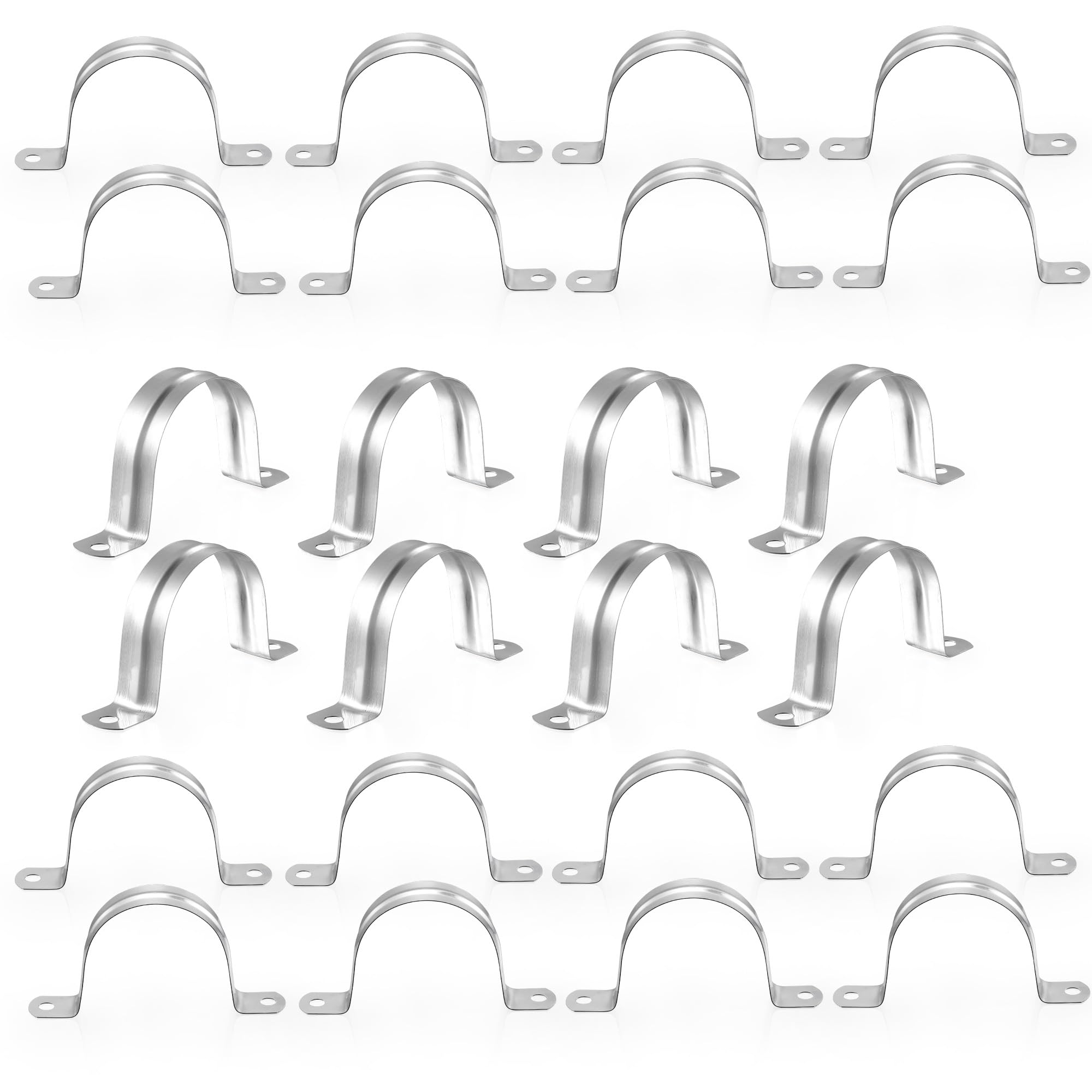 24 abrazaderas de conducto de acero inoxidable 304 de 3 3/16 pulgadas (80 mm), abrazadera de tubo en U, correa de tubo en U, soporte en U rígido, clips de tensión, abrazadera de tubo en U,