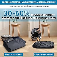 KINGSLONG 48L Vákuumos Utazó Hátizsák 17.3" Laptop Táska Repülőgép Kabin Méret Vízálló Fekete 6