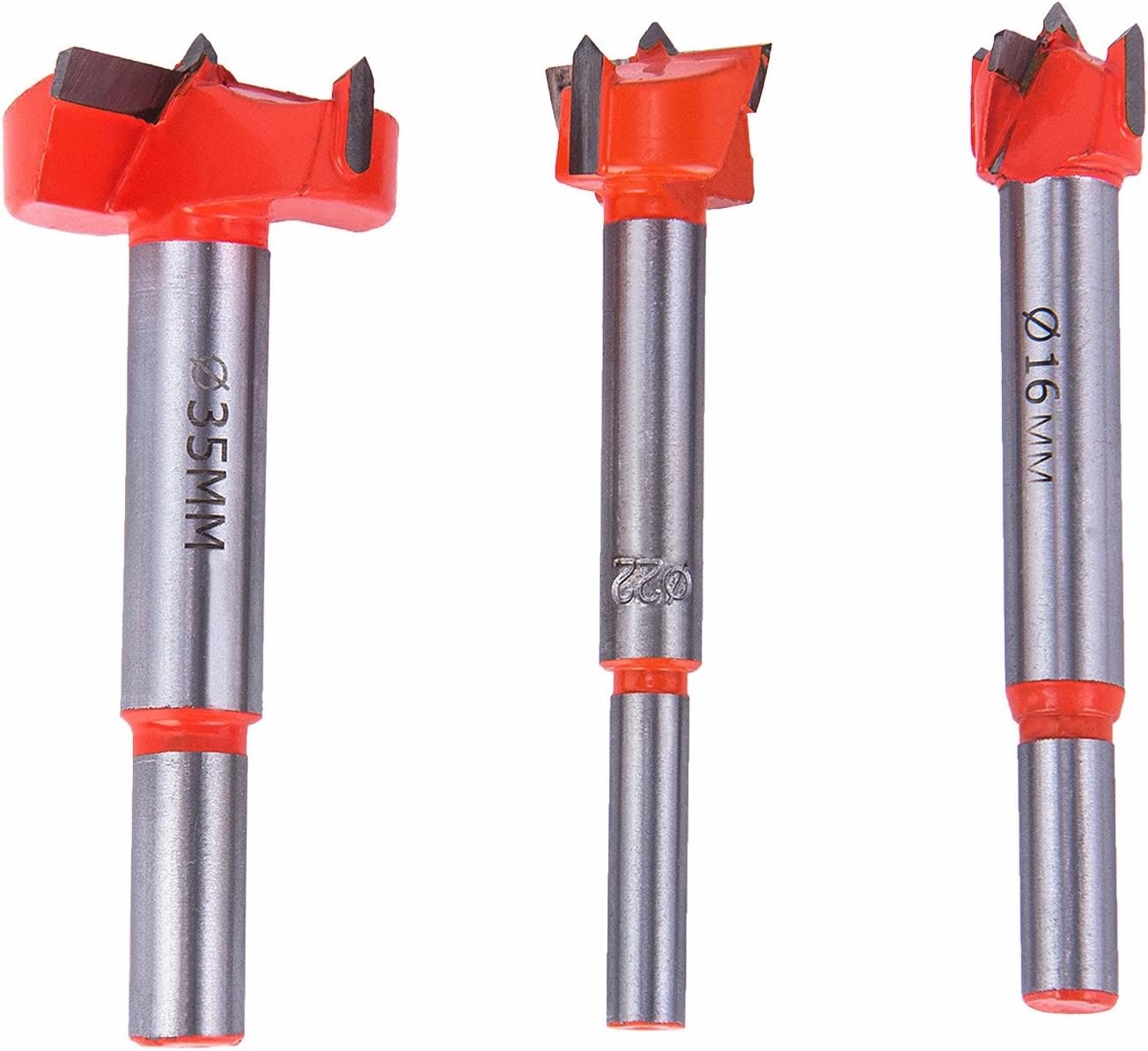 Malayas 3pcs Forstner Hinge Boring Drill Bits Tungsten Steel Woodworking Hole Saw Set 16/22/35mm for Drilling Wood Plastic Plywood