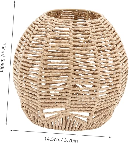 Miniatura 3 de 2 unids imitación ratán pantalla lámpara lámpara lámpara tejida imitación pantalla lámpara colgante pantalla lámpara lámpara lámpara de estilo