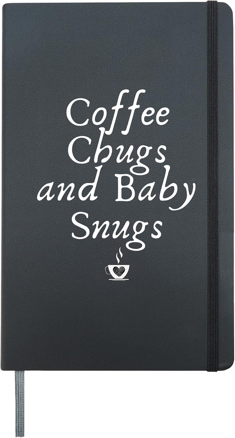 Funny Saying Coffee Chugs And Baby Snugs Mom Women Expecting Hardcover Journal, Black