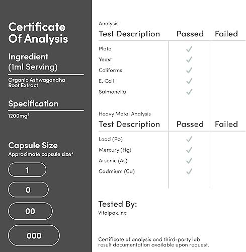 Miniatura 8 de Gotas orgánicas Ashwagandha para aliviar el estrés (1,200 mg, 60 porciones) Tintura de Ashwagandha para apoyo suprarrenal y administrador de