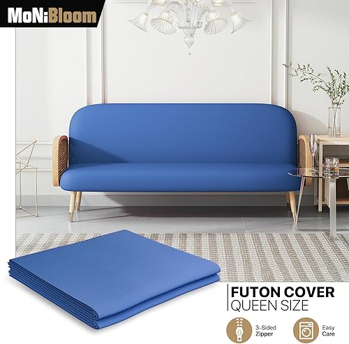 Miniatura 9 de MoNiBloom Funda elástica para futón de tamaño Queen, sin brazos, protector de muebles, duradera y lavable, con cremallera, para adultos, niños y