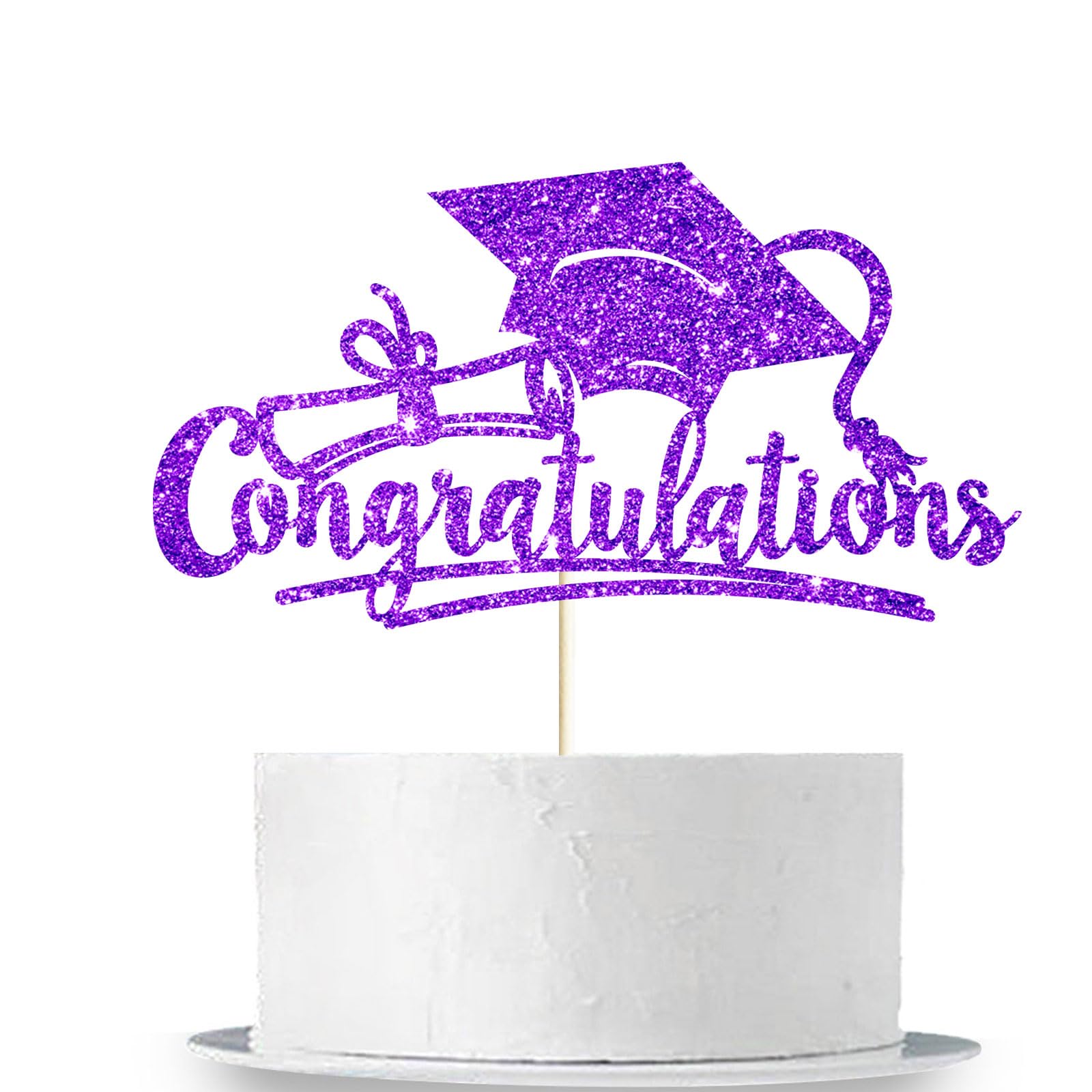 Congratulations 2026 Graduation Cake Topper Purple Glittery Class of 2026 Cake Topper Congrats Grad Party Cake Decor for 2026 Senior High School