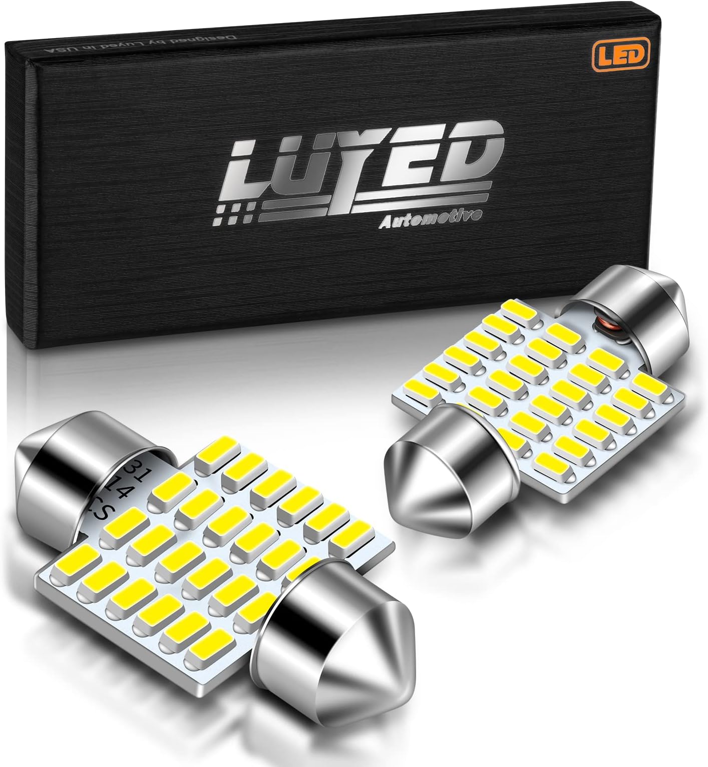 LUYED DE3175 LED Bulbs Dome Ligts Xenon White Canbus Error Free 1.25 inches DE3021 DE3022 3175 LED Bulbs for Interior Map Dome Lights and License Plate Lights,Pack of 2