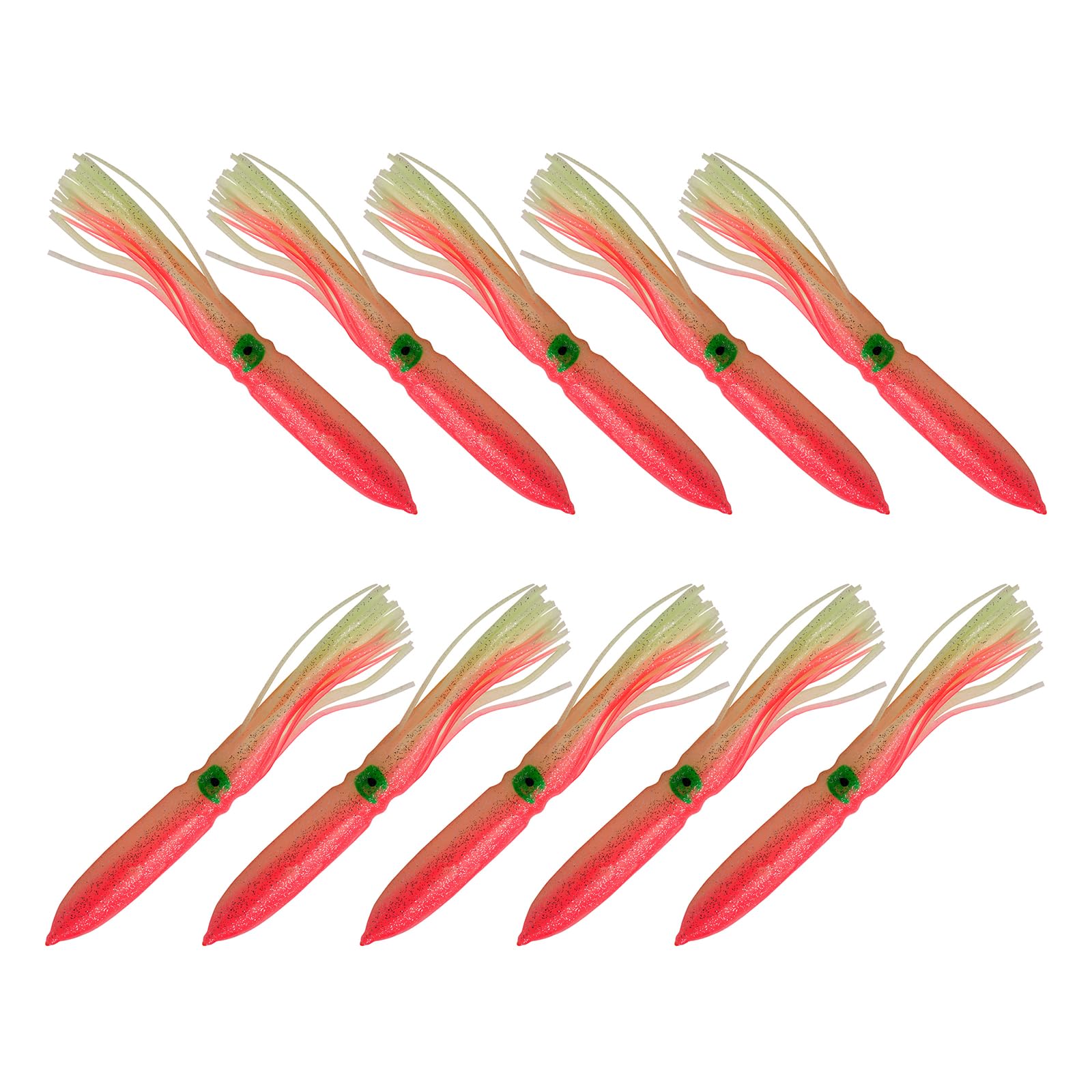 Lot de 10 leurres souples en forme de pieuvre colorés pour pêche à la traîne en eau salée