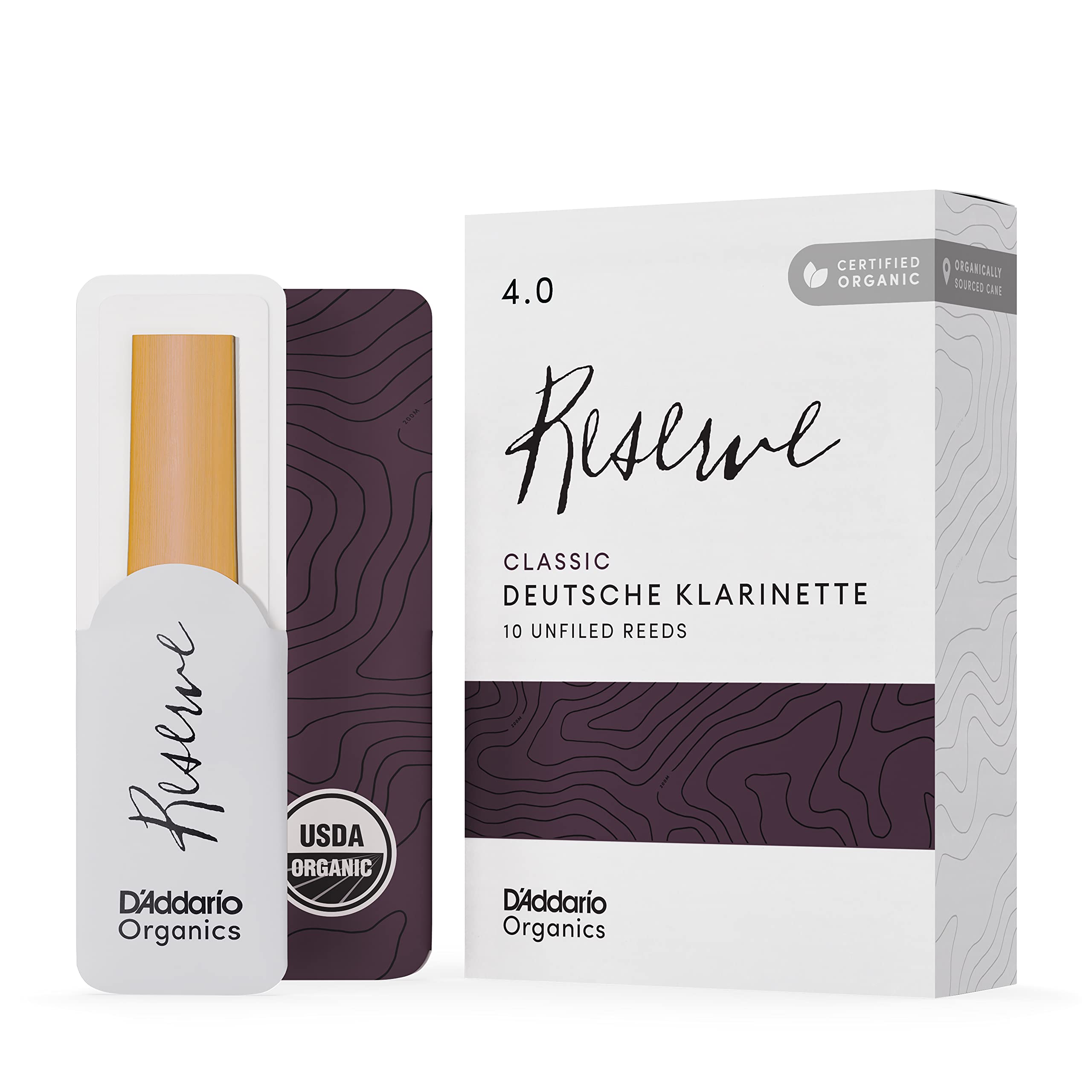D'Addario Organic Reserve Classic German Ance Clarinetto - Ance per Clarinetto - La prima e unica Ancia Biologica - 4.0 La Forza, 10 Pacchetto