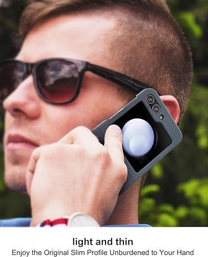 Miniatura 3 de Eastcoo Funda delgada para Galaxy Z Flip 5, parte trasera de policarbonato duro, sensación esmerilada, soporte de carga inalámbrica, ligera, a