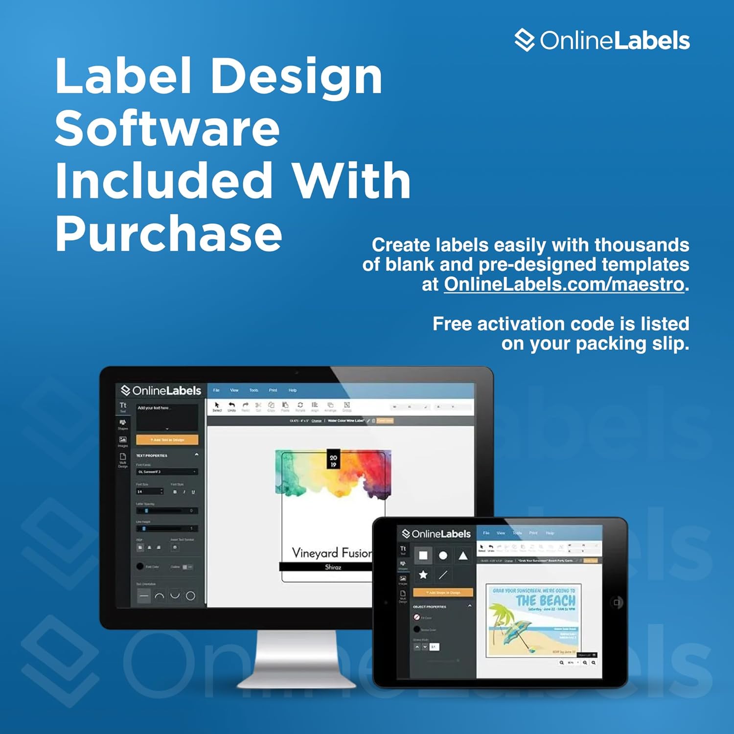 Waterproof Sticker Paper, 100 Sheets, White Matte Vinyl-Like, 8.5" x 11" Full Sheet Label, Works with Inkjet Printers Only, Compatible with Electronic Cutting Machines, OL177WJ, OnlineLabels