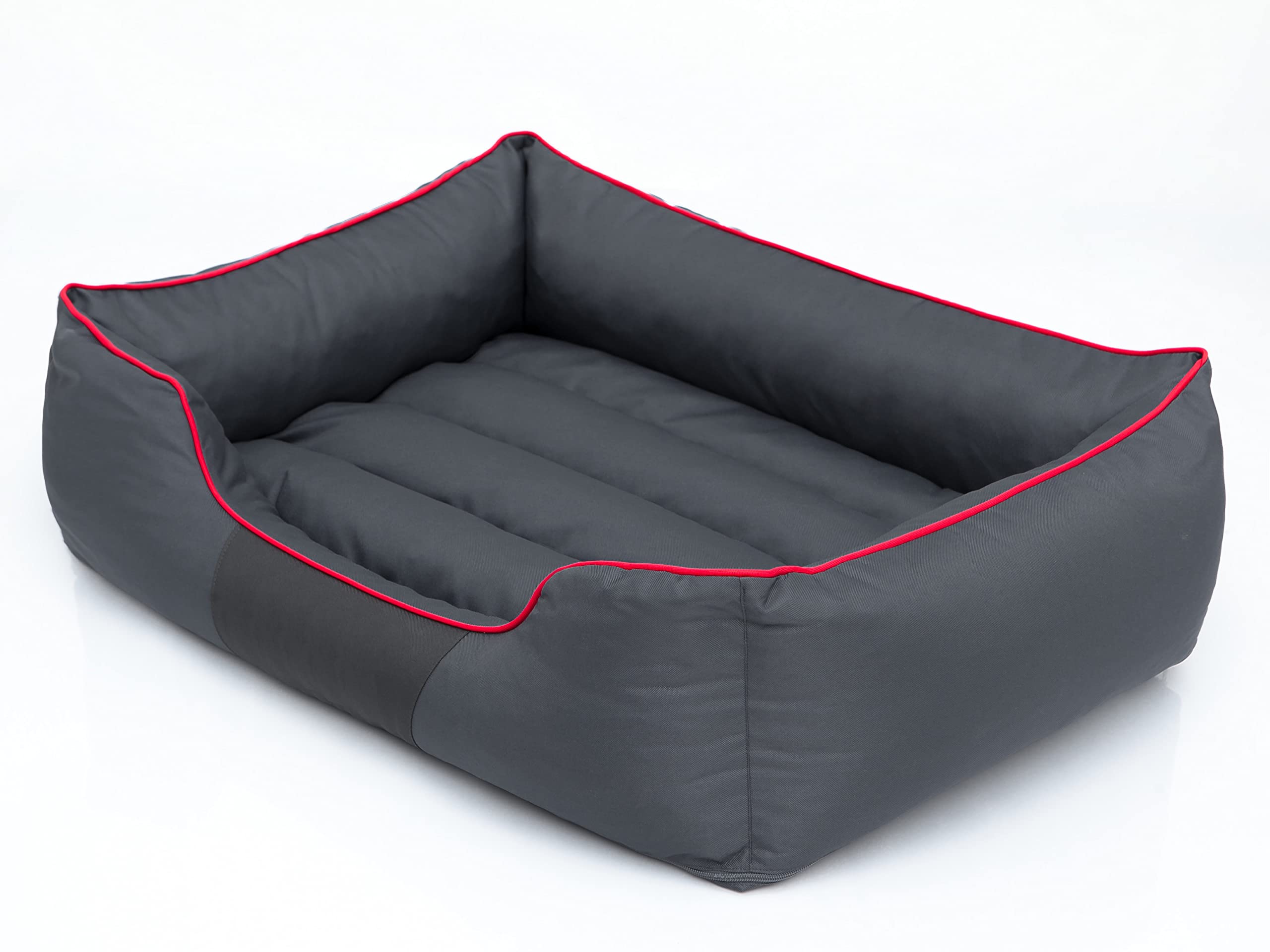 Cuccia per cani e animali domestici, cuscino per cani, letto per cani, materasso per cani, materasso grigio con rosso, XL – 85 x 65 cm
