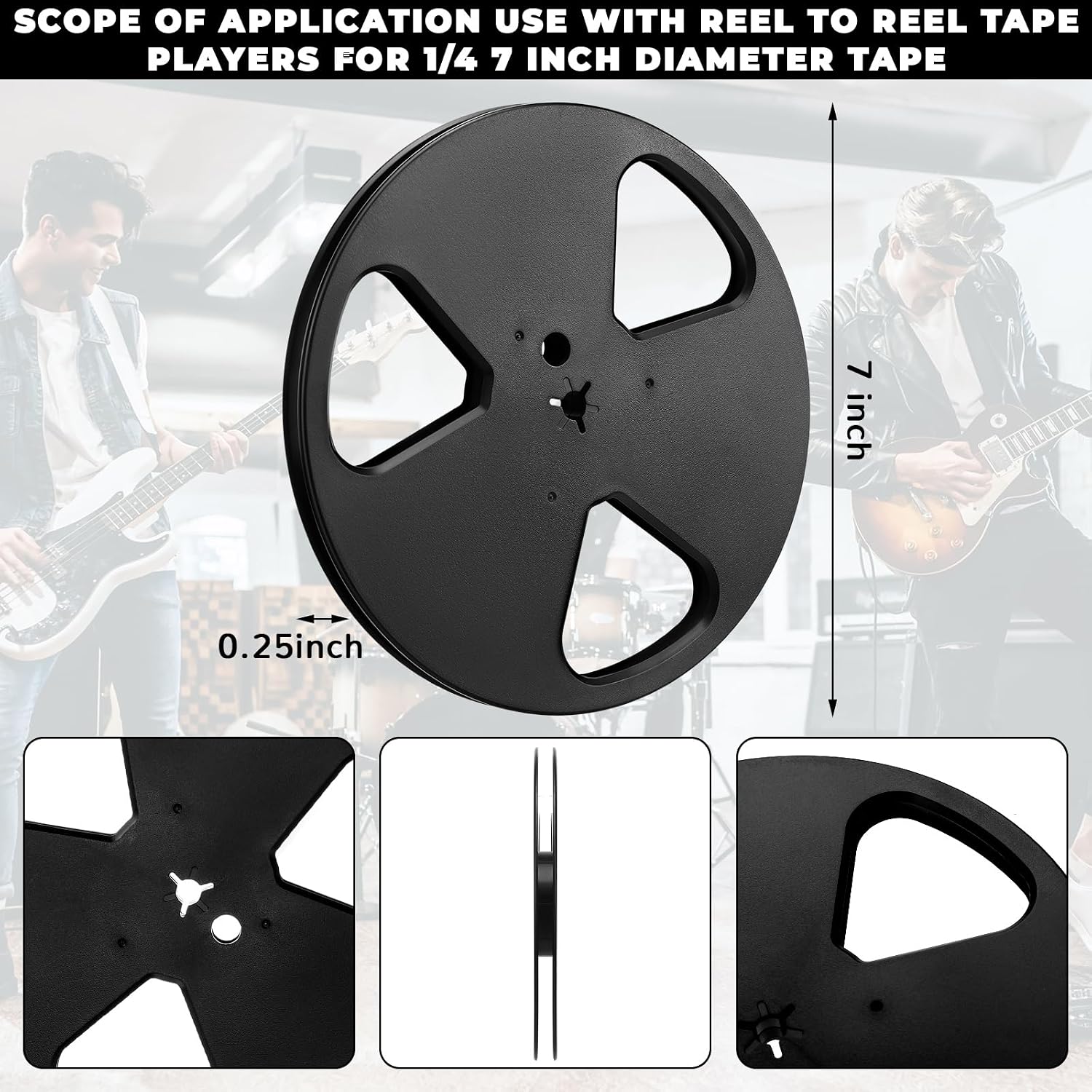 Relaxweex 3 Pcs 7" x 1/4" Reel to Reel Tape Recorder Plastic Empty Tape Reels for Movie Film Recording Player Take up Compatible with Teac/revox Studer