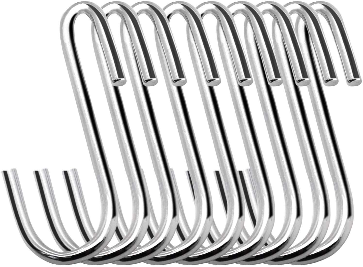 Swatowot 16 Pack Heavy Duty S Hooks 7.6 cm S Shaped Hanging Hooks Large Hangers for Kitchen, Bathroom, Bedroom and Office (16 Pack, Medium, Silver)