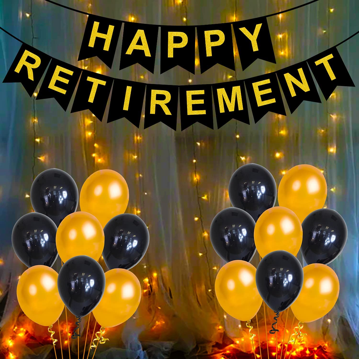 Retirement Party Decorations - 32Pcs Happy Retirement Decoration Set for Men, Women | Banner (Cardstock) | Balloons | Dad, Mom Celebration Kit
