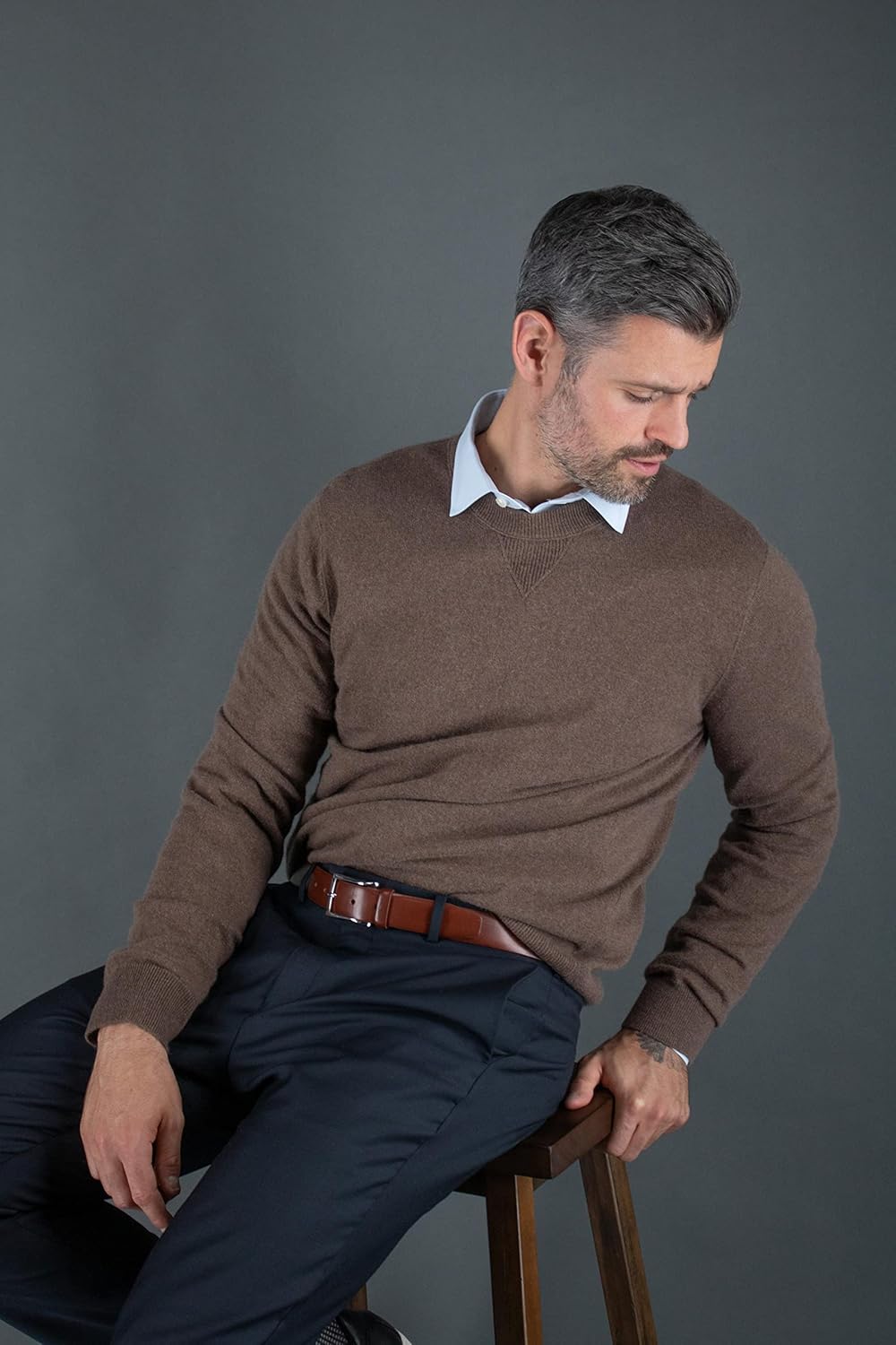 Trafalgar Broderick 32mm Leather Dress Belt – Full Grain Leather, Classic Square Buckle - Image 4