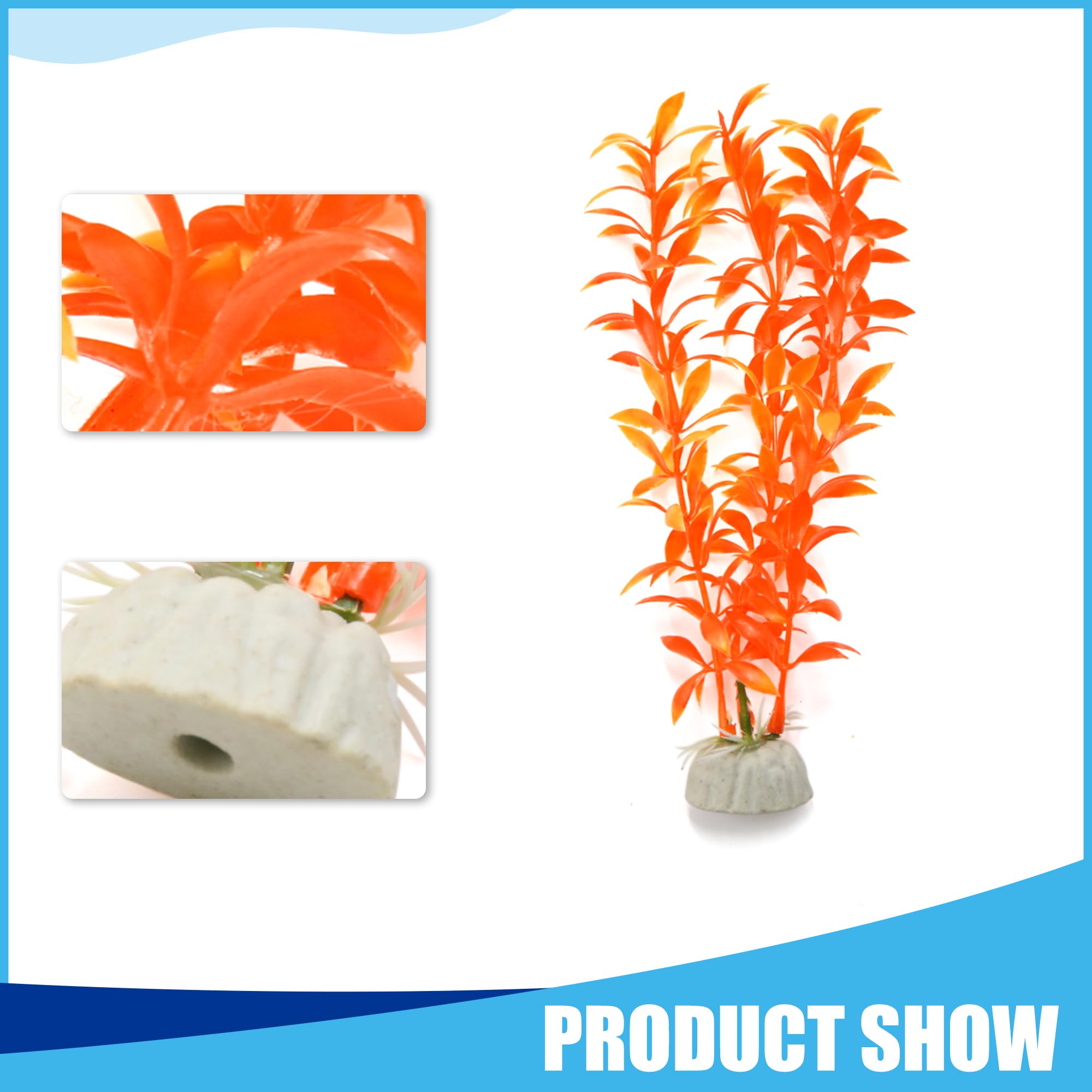 CAPASTEC Aquarium Decoration, Plastic Aquarium Plants Grass Plant Decorative Landscape for Aquarium Fish Tank(Orange,6Pcs) - Image 2