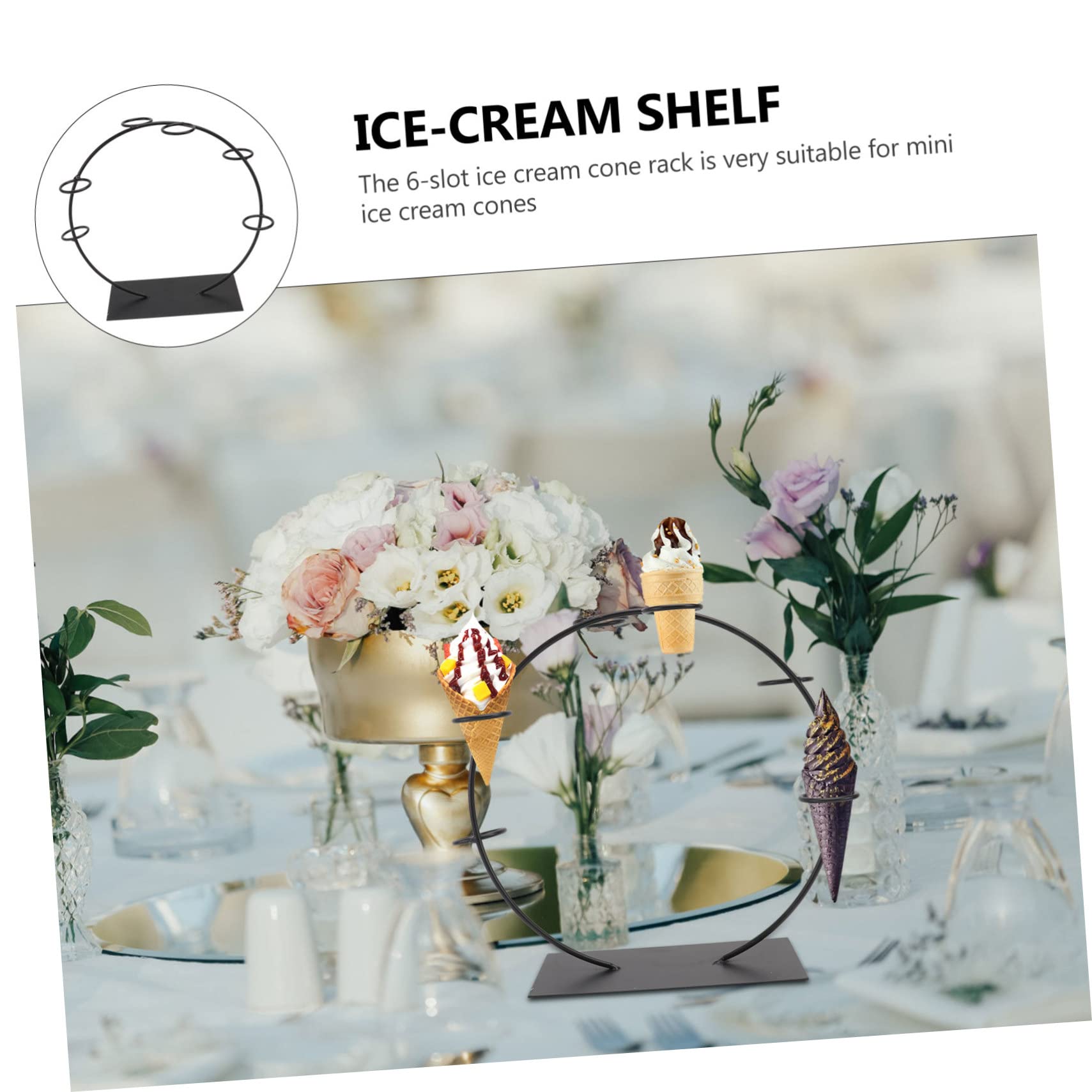 Supporto Espositore Dessert 6 Scomparti in Metallo Nero per Matrimonio | Base Piatta Stabile da Tavolo, Forma Circolare, Adatto a Pasticcerie e Servizio Gelati