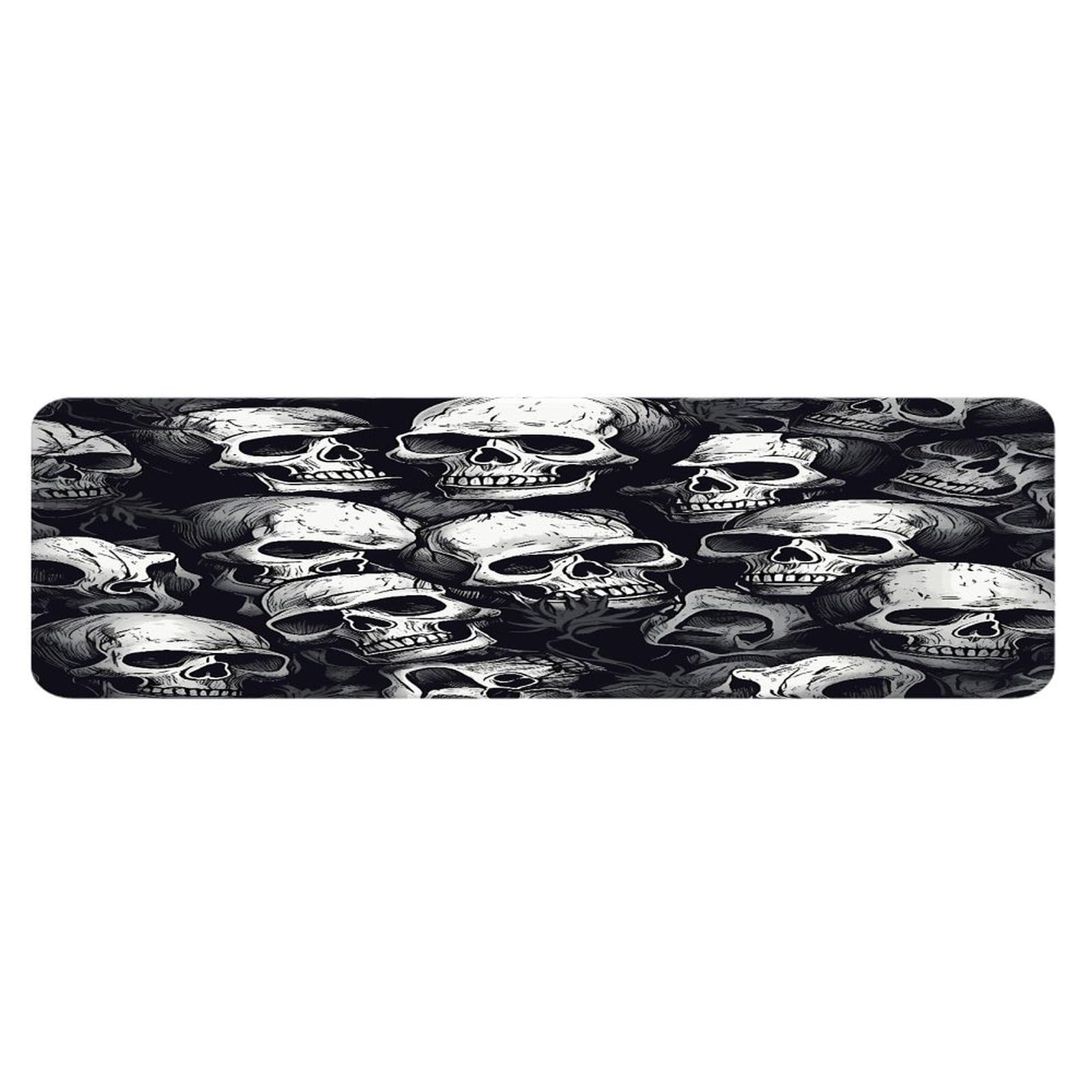 Alfombra de cocina acolchada y cómoda para fregadero y lavandería con estampado de calaveras