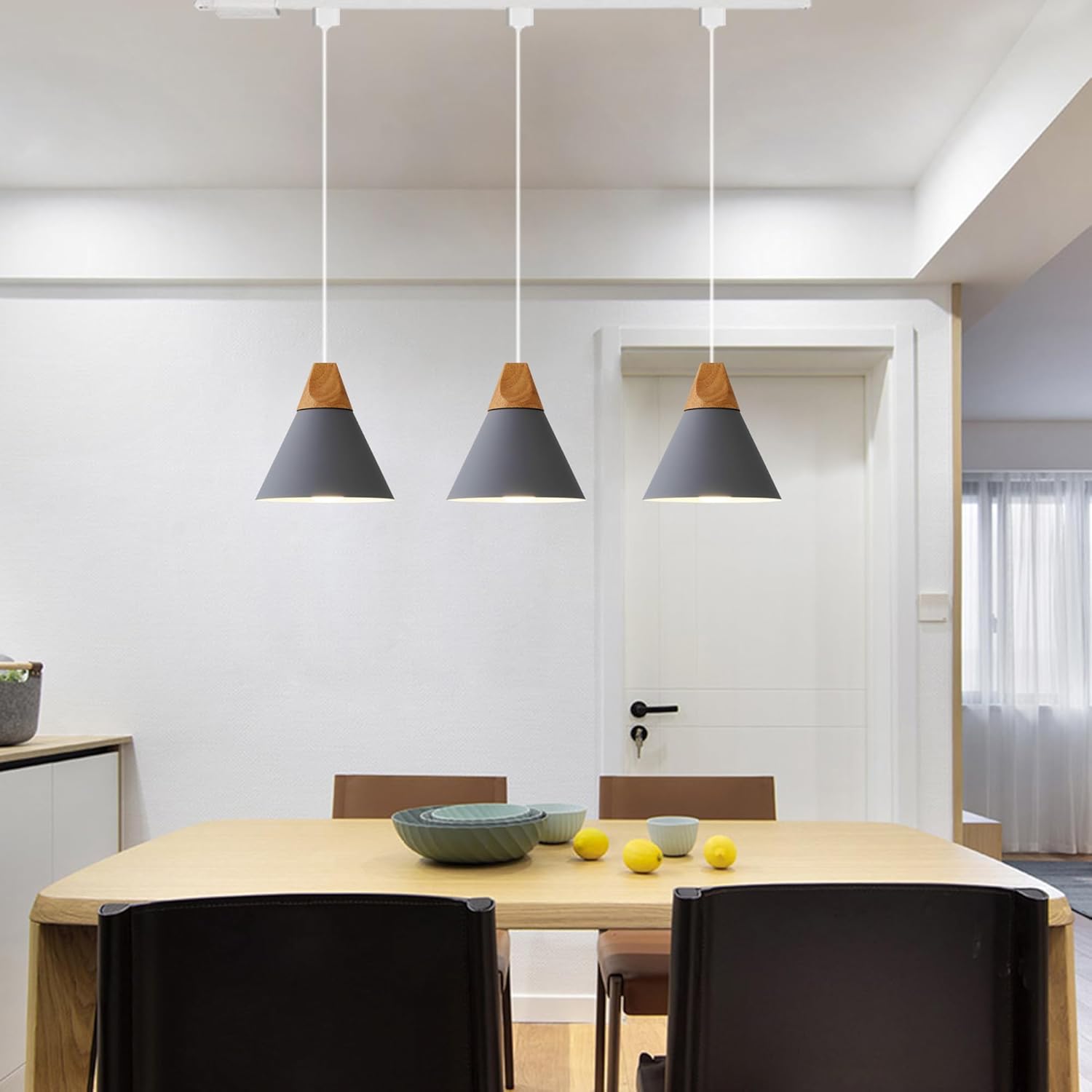 Kiven Anti Glare J-Type Track Lighting Pendants, 1-Light J Track Pendant Lights with Crystal Lampshade, J Track Light Pedant for Kitchen Island Restaurant Cafe, Cord Length Customization,White Finish