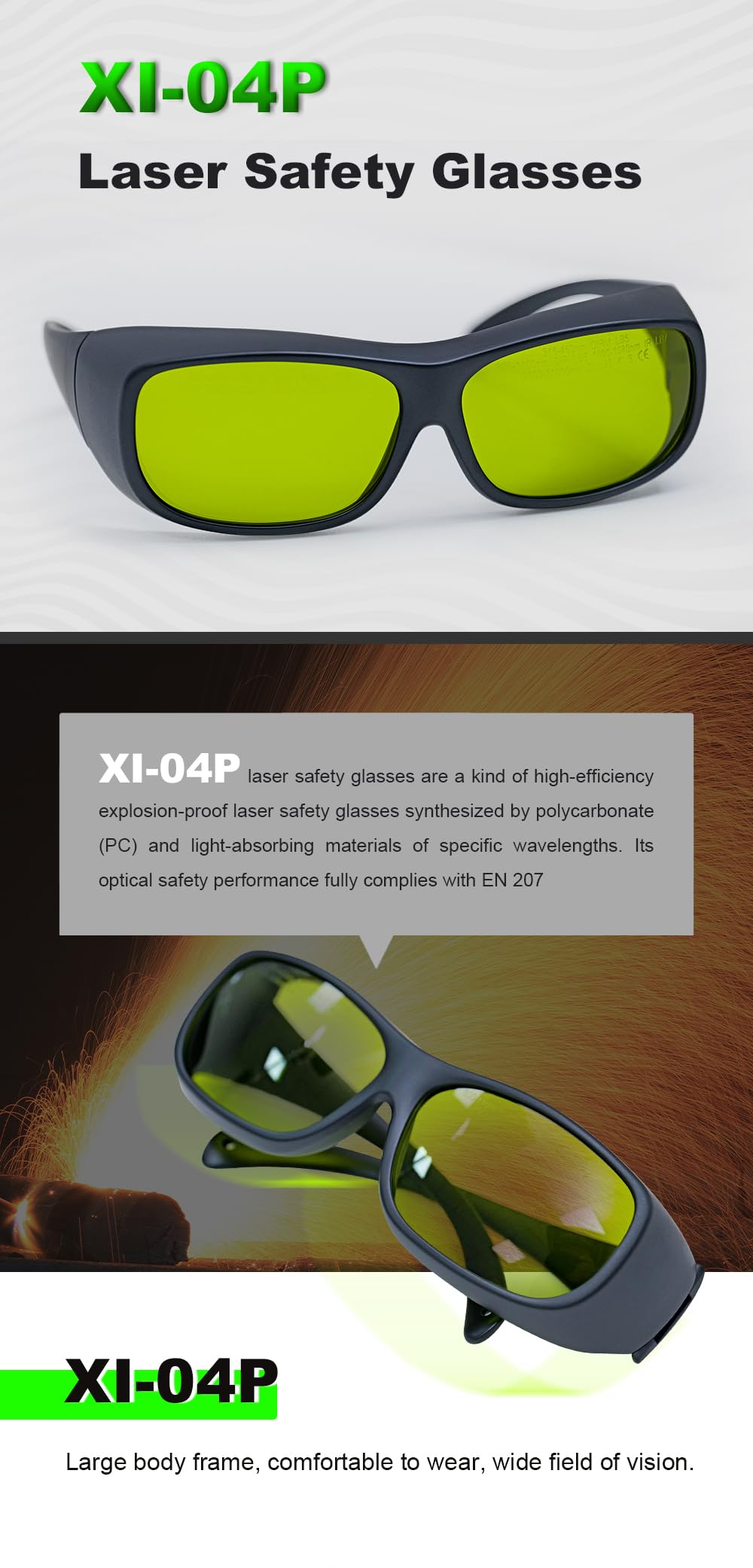 LYXCTECH Gafas de seguridad láser profesionales OD7+ para 1000nm-1090nm, OD5+ para 200nm-450nm, 800-1100nm, 9000-11000nm gafas de protección láser para máquina de limpieza láser, máquina de soldadura