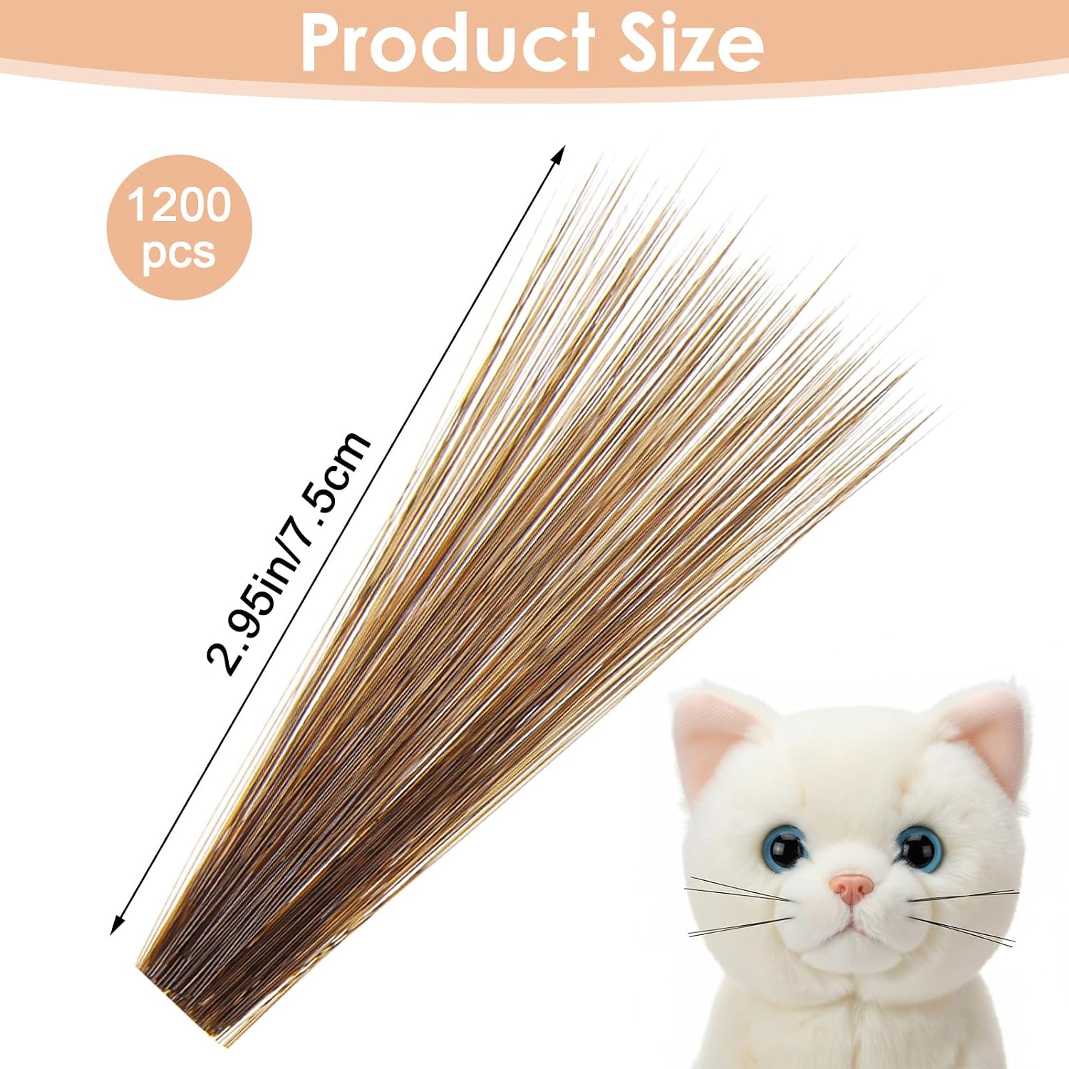 1200 Pcs Simulated Animal Whiskers for Crafts, 3 Inches Craft Animals Whiskers, Craft Animal Whisker, Simulated Cat Needle Felting Plastic Whisker Supplies for Stuffed Muppet (4 Colors)