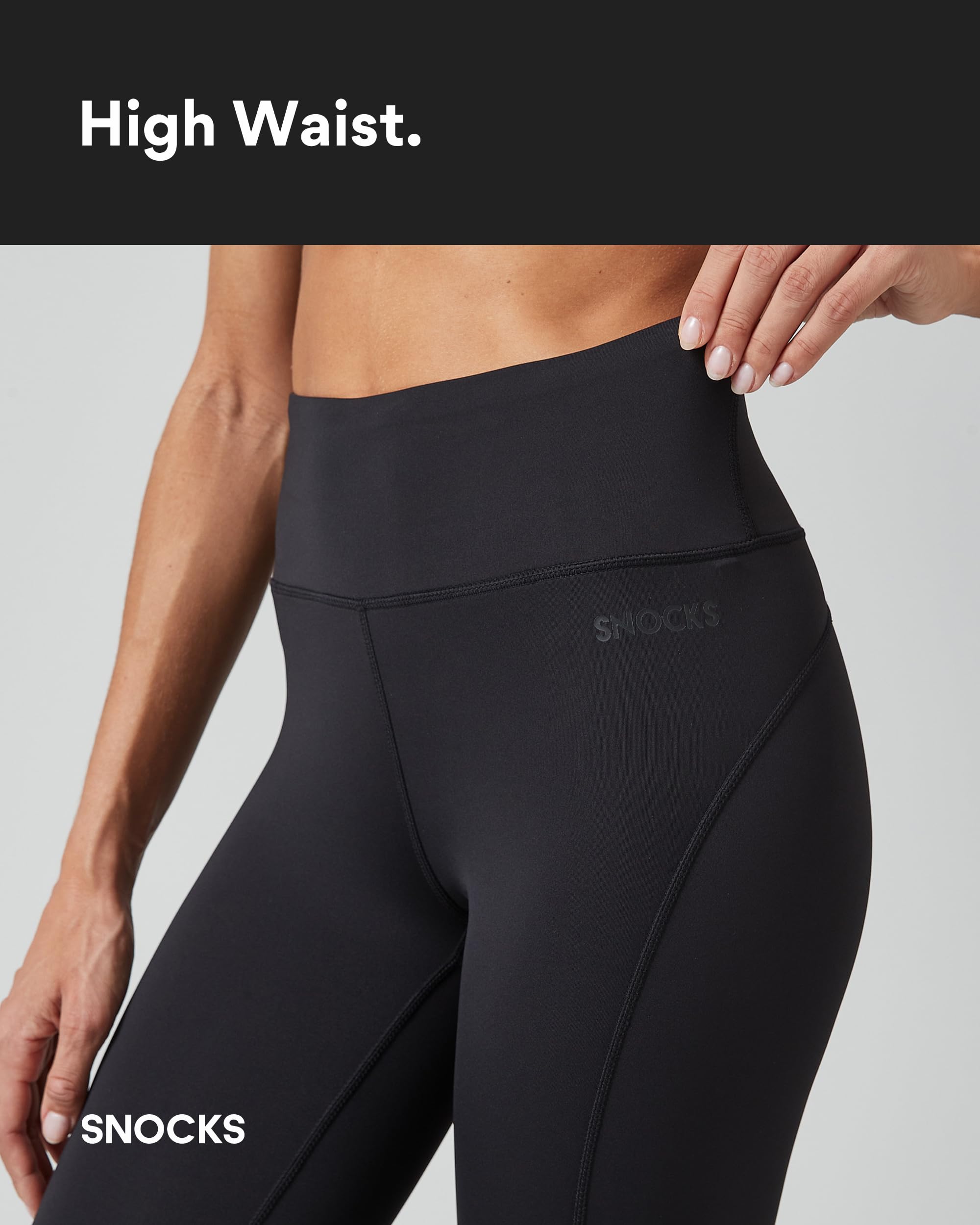 Snocks Sport Leggings Damen- Blickdicht, High-Waist-Bund, elastisch & mit Tasche - Gr. XS - 3XL - Sporthose, Yogahose, Sportleggins