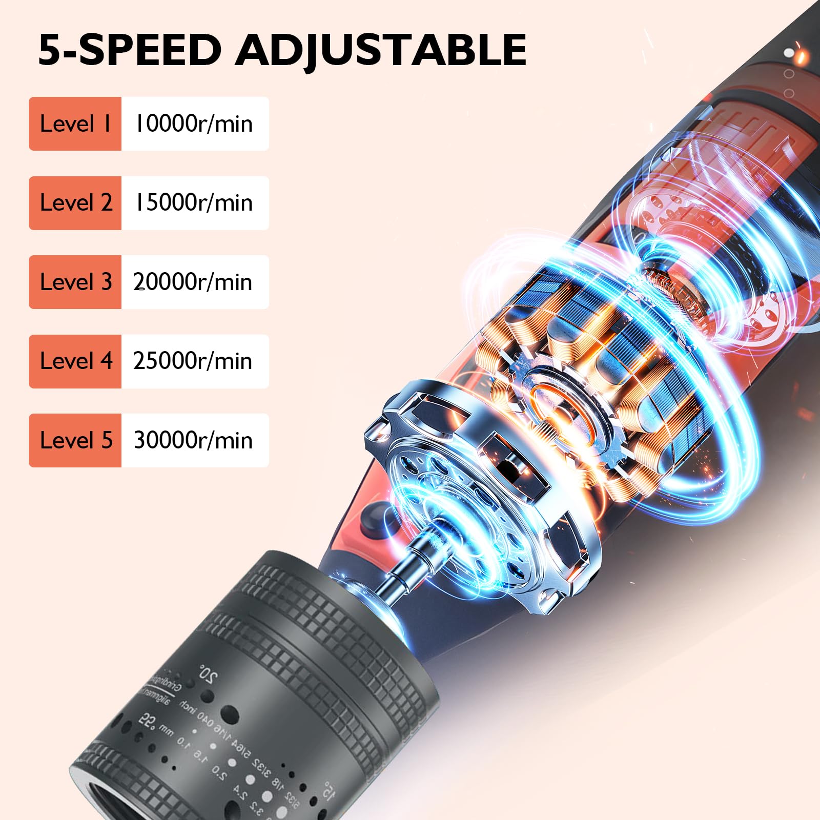 Elettrodi di Tungsteno TIG Rettificatrice Smerigliatrice, Set di affilatrici per elettrodi in tungsteno per saldatura TIG, 6 misure, 8 angoli, con 10 Titanio Rivestito Diamante Mole e 3 Mandrini CNC