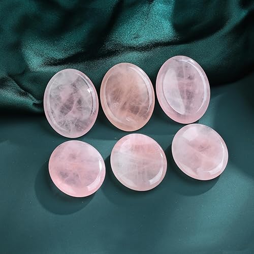 Miniatura 4 de Piedra de calcedonia azul para la ansiedad para el pulgar, cristales curativos ovalados tallados a mano, piedras naturales fáciles de llevar,