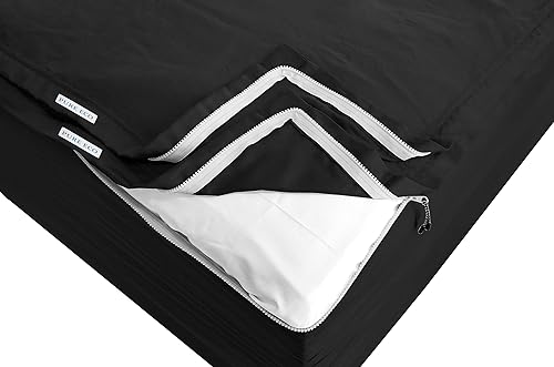 Sábana bajera ajustable Easy Zipper, incluye 1 base de sábana bajera y 2 sábanas con cremallera, 15 pulgadas, tamaño King, sábana bajera de algodón