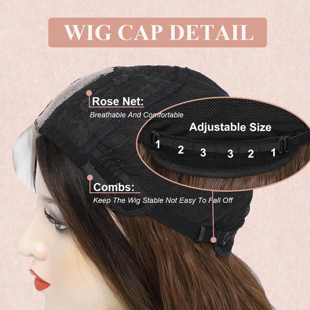 Colorful Queen Ombre Brown Wigs for Women 26 Inch Long Wavy Brown Wig Synthetic Glueless Lace Wig for Women Cosplay Daily Party Use
