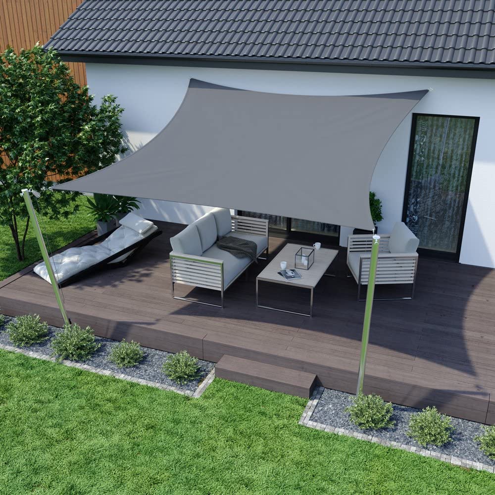 jarolift Sonnensegel Quadrat, Wasserabweisend, Sonnenschutz Sichtschutz für Terrasse Garten Balkon, Polyestergewebe, 360 x 360 cm, Anthrazit