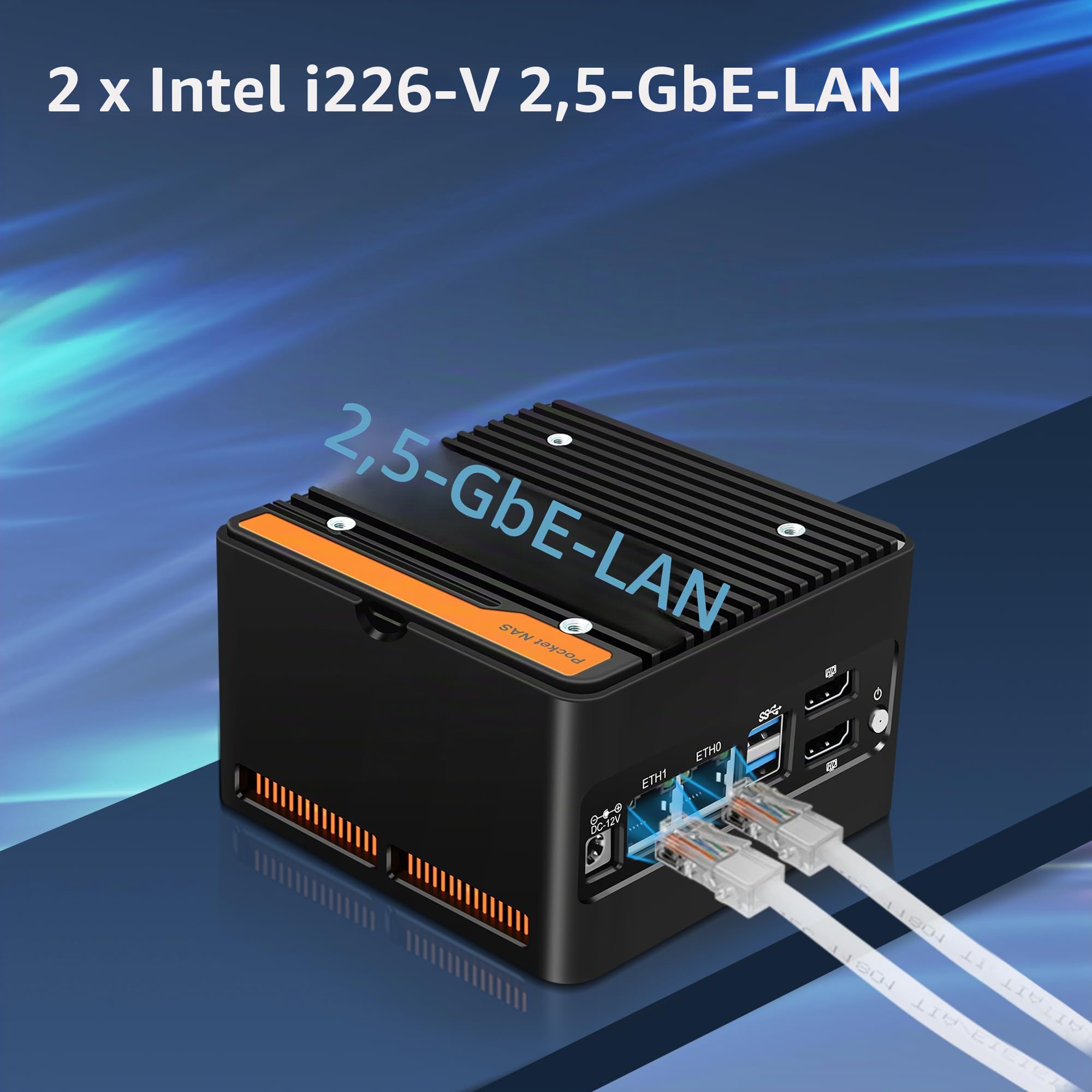 N355 Mini PC NAS (N305 Upgrade), 4X M.2 NVMe X86-P6 Mini Desktop Computer with 2X i226-V 2.5GbE LAN, DDR5 Micro PC Barebone NO RAM/SSD/OS, 2-Display, WiFi7/BT5.4 Expandable