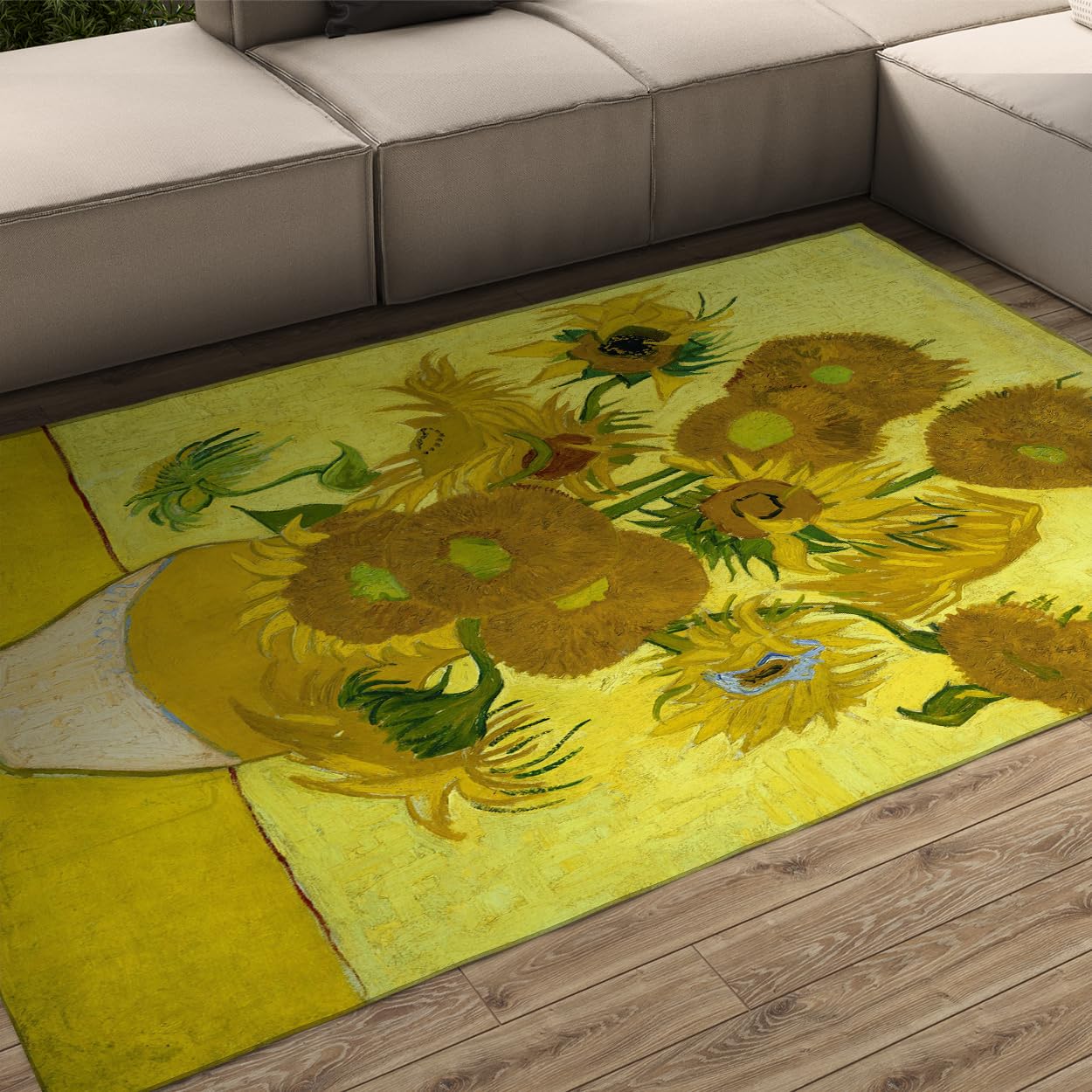 Waschbare Teppich 180x240 Fleckenresistente Teppiche für das Wohnzimmer rutschfeste Rückseite Vintage Blumenmuster großflächiger Vorleger Schlafzimmer Faltbarer klassischer Kunst