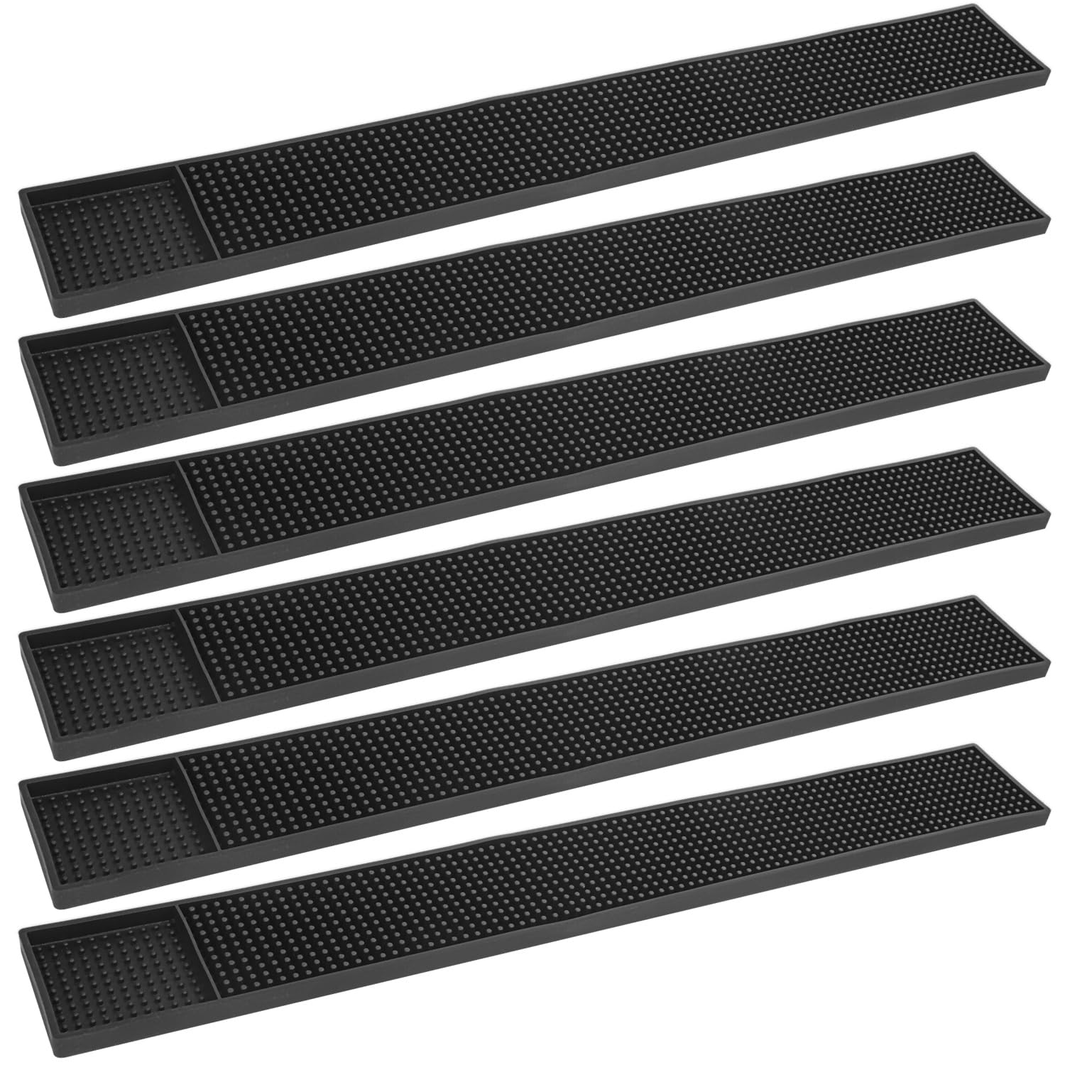 6 Pack Rubber Bar Mats, 24" x 3.15" Black Bar Service Mat, Spill Mat for Countertop, Bartending, Rubber Bar Mats, Efficient and Stylish Solution for Every Bartending Need,by KUKLIPJIM