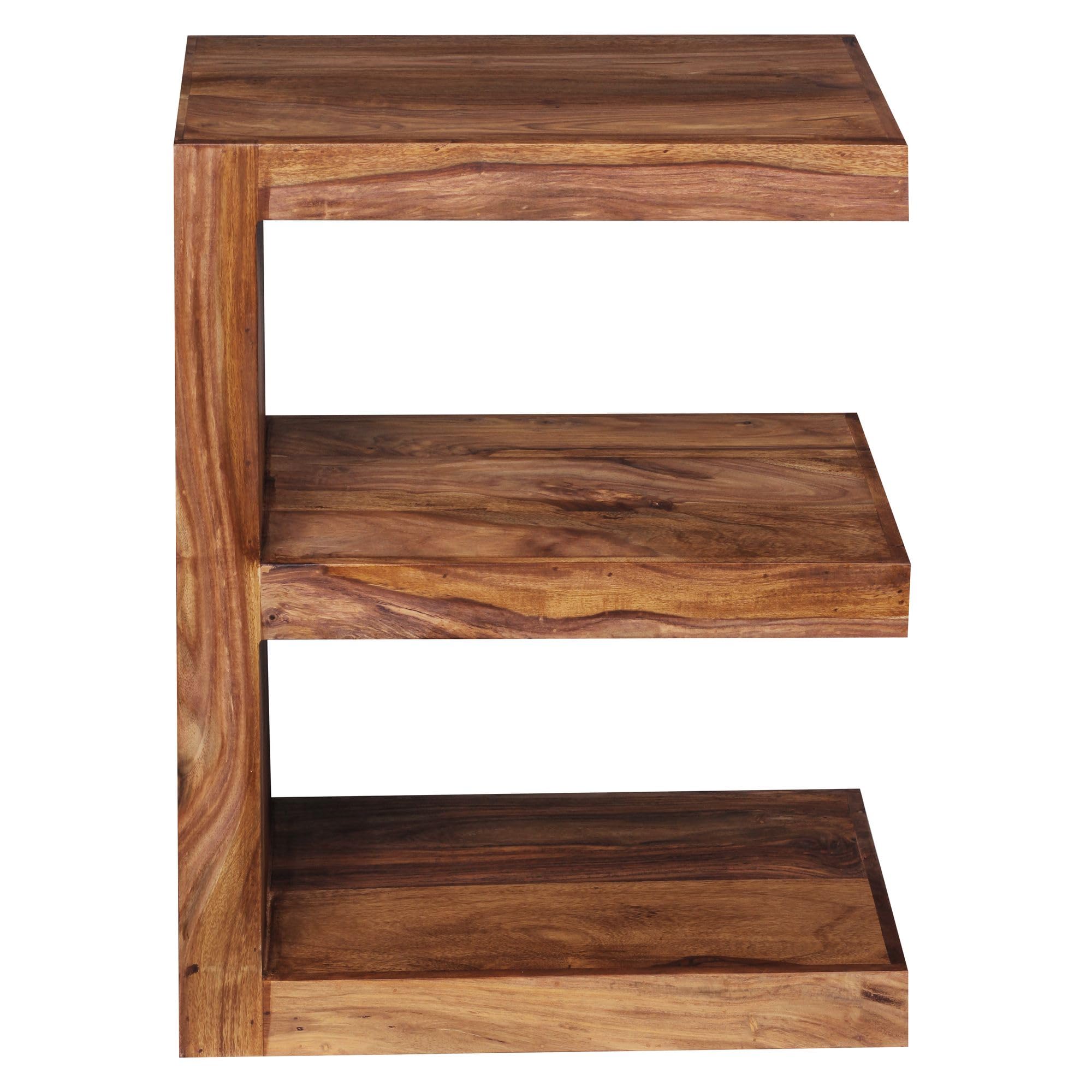 FineBuy Beistelltisch E Cube 45x30x60 cm Sheesham Massivholz Braun