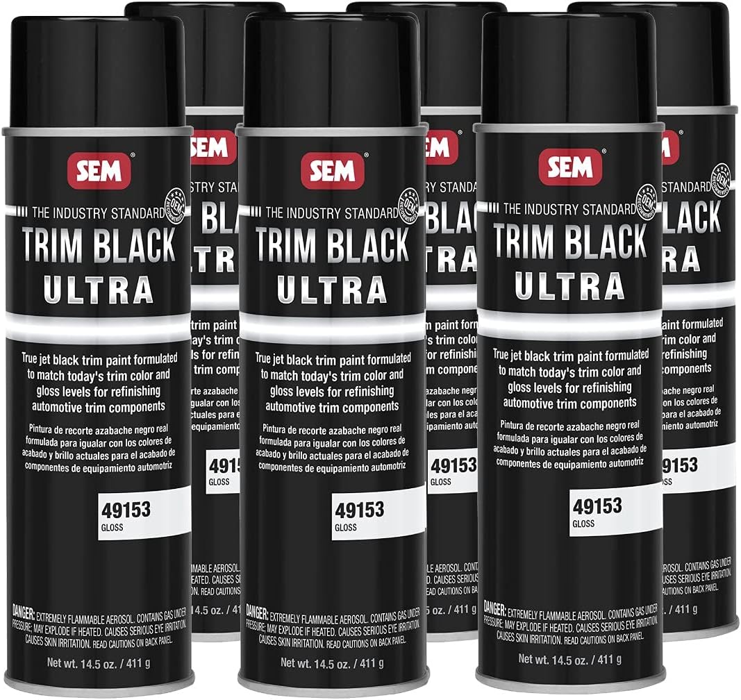 SEM Products Trim Black Ultra JetBlack Trim Car Spray Paint for Plastic, Aluminum