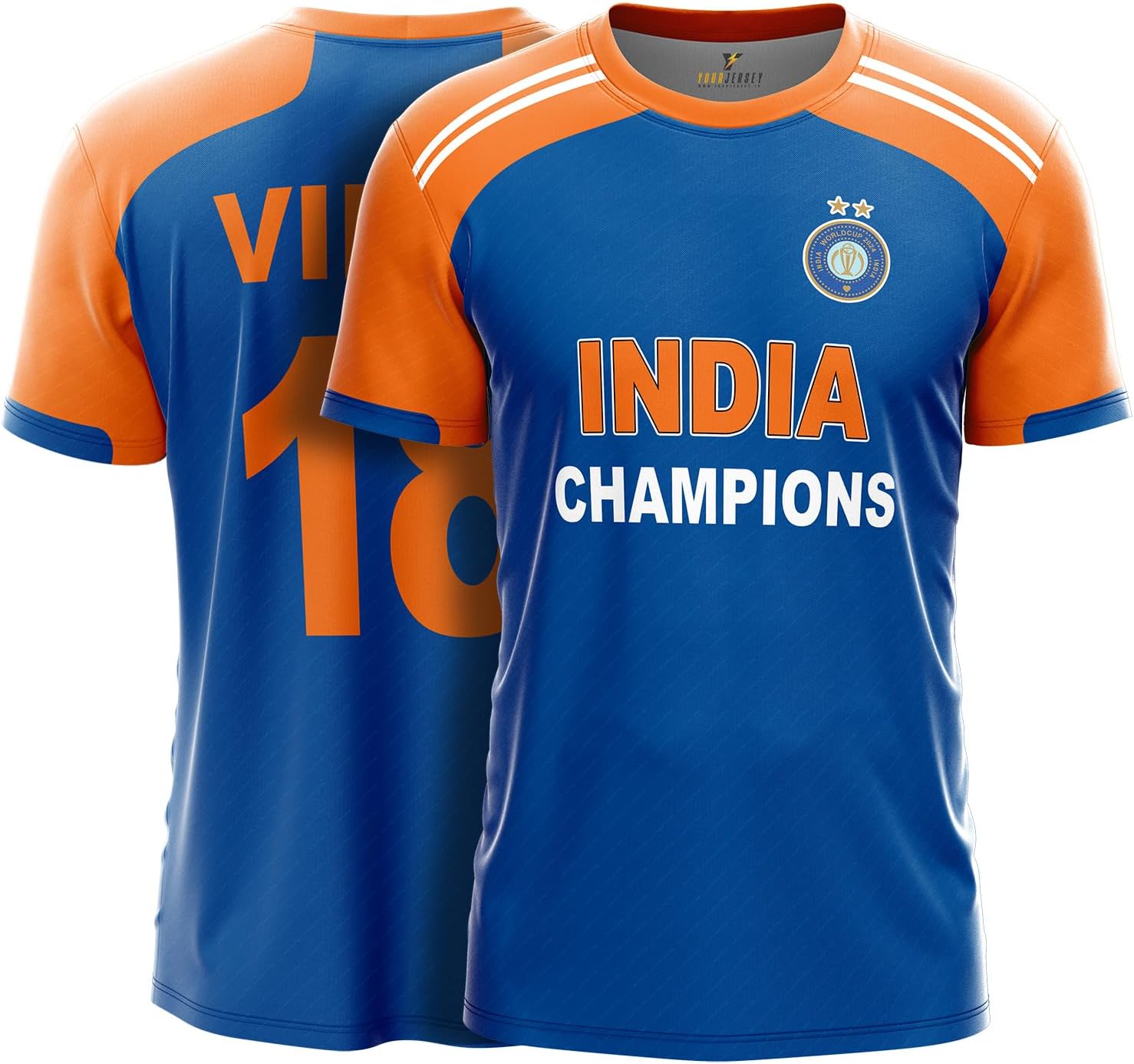 Unisex Customized and Personalized Indian Blue Regular Fit Jersey with Name & Number 2024