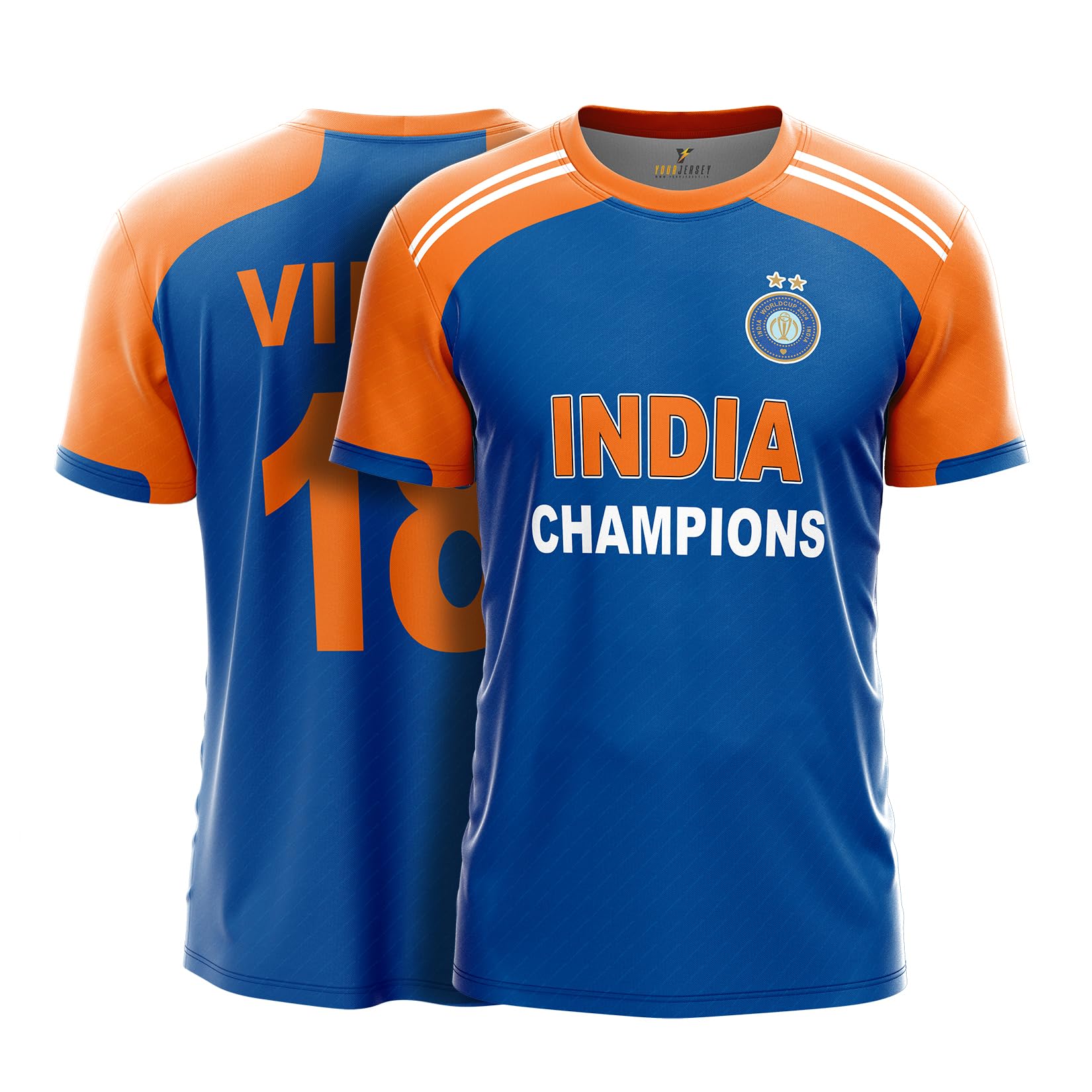 Unisex Customized and Personalized Indian Blue Regular Fit Jersey with Name & Number 2024