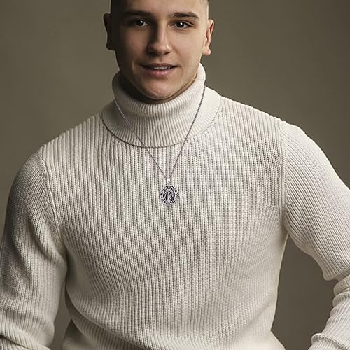 Vista 402 de Collar con colgante de plata de ley 925 con medalla de San Patrón, joyería religiosa para hombres y mujeres, con cadena de acero inoxidable 316L