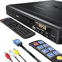 ELECTCOMPRO Region Free DVD Player for TV - HDMI 1080p, All Regions, Big Button Remote, USB/CD, Perfect for Elderly