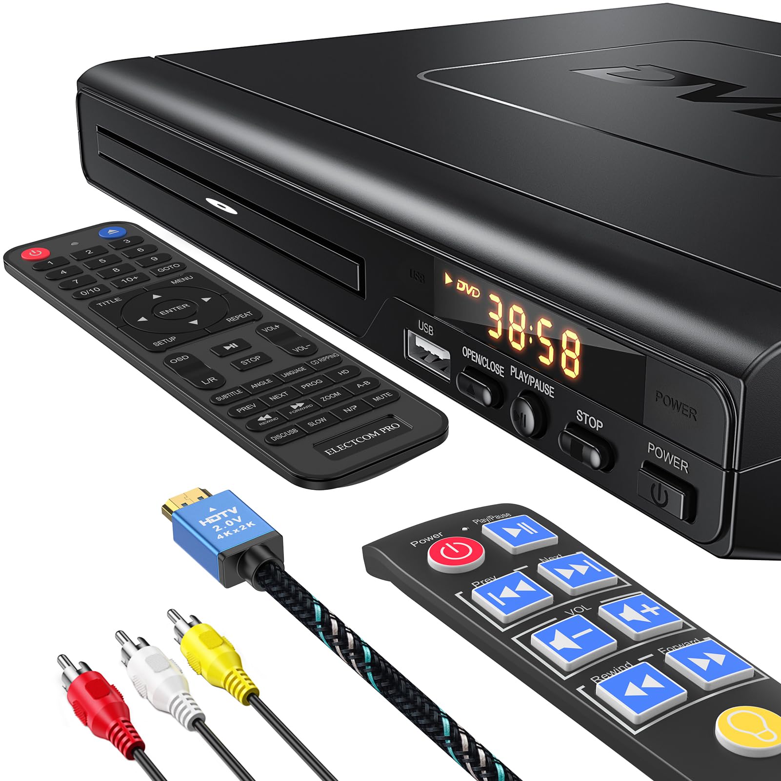 ELECTCOM PRO DVD Players for TV with HDMI that Play All Regions