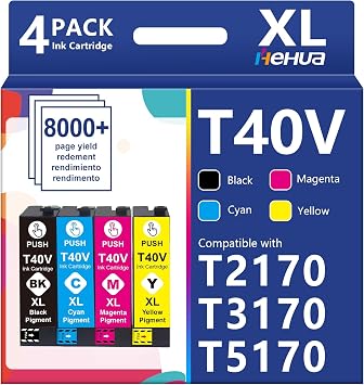 hehua Pigment T40V Ink Cartridges T40W Compatible for SureColor T3170 Ink