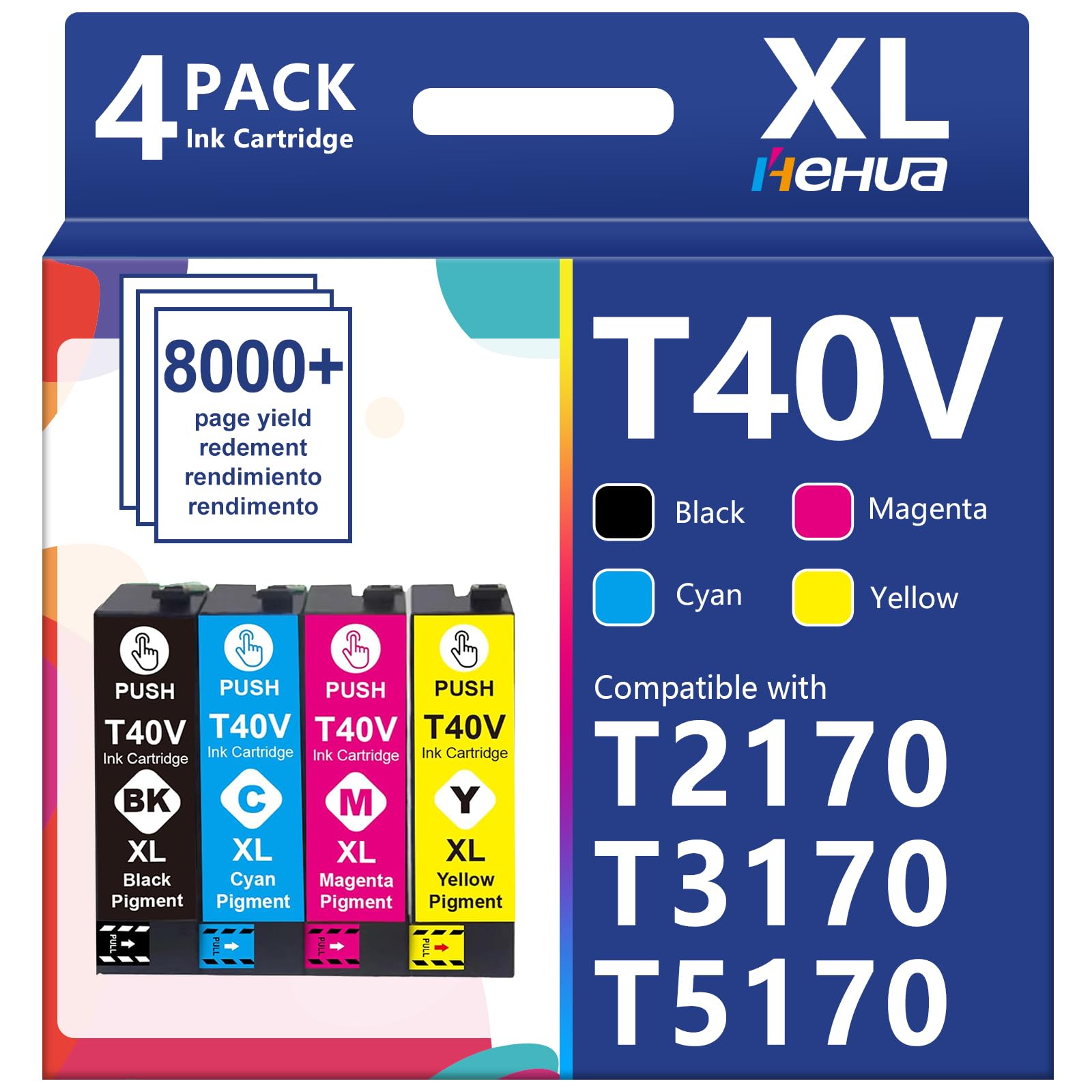 Photo 1 of hehua Pigment T40V Ink Cartridges T40W Compatible for SureColor T3170 Ink